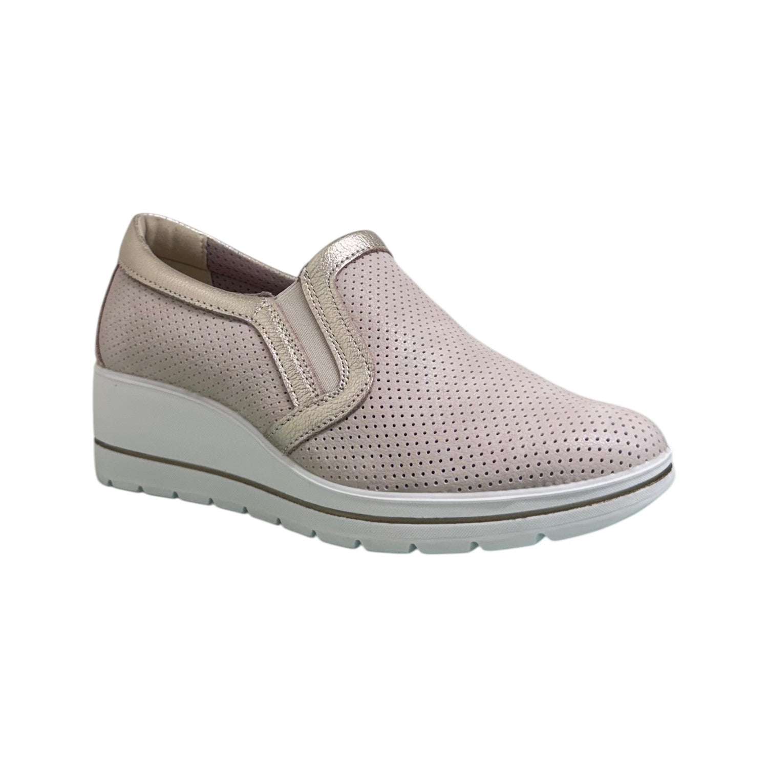 Enval Soft Mocassino Donna in Pelle Sabbia con Zeppa Alta 50mm