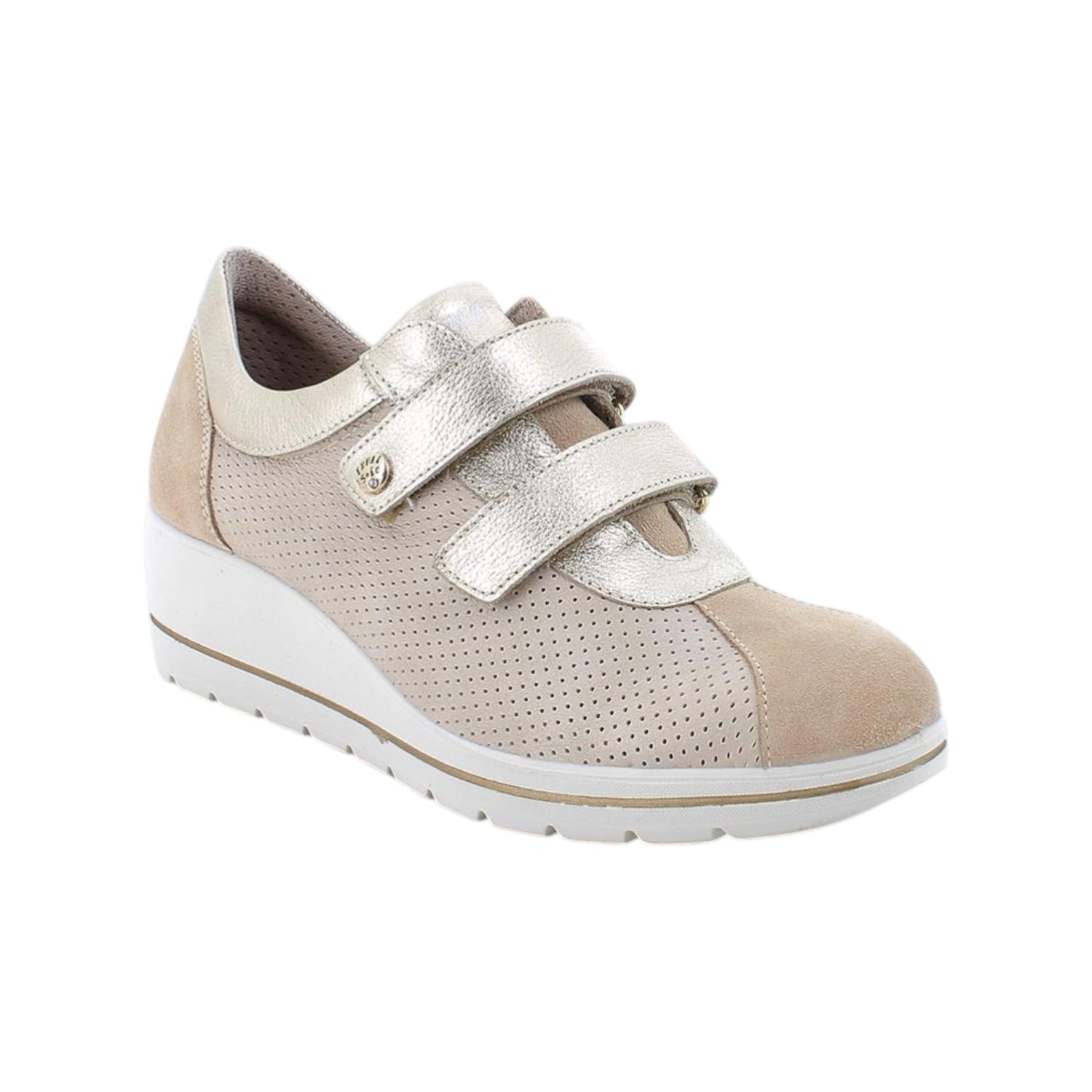 Enval Soft Scarpa a Strappo Donna Platino con Zeppa Alta 50mm