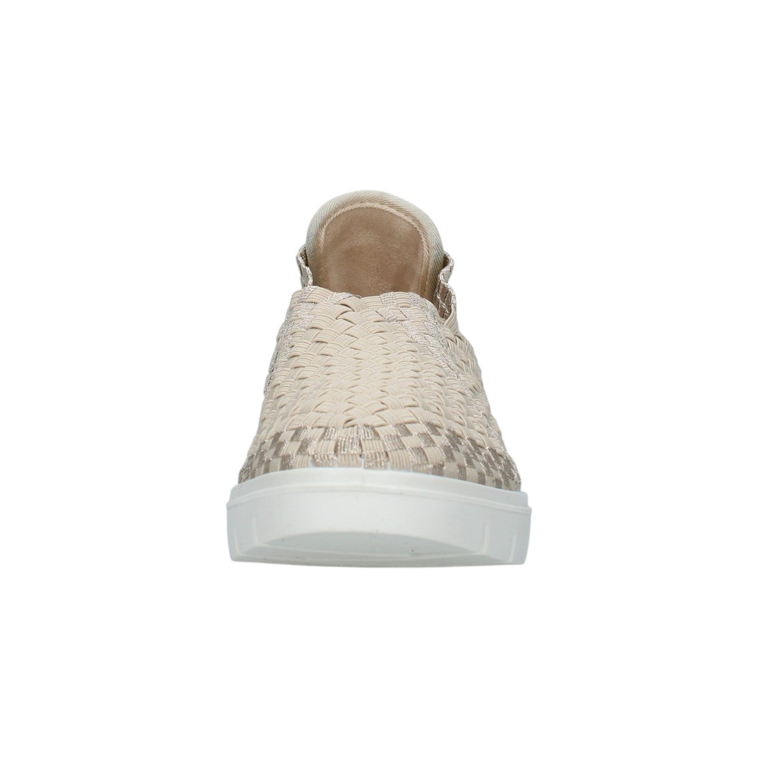 Enval Soft Mocassino Donna Intrecciato in Tessuto Platino con Zeppa Alta 60mm