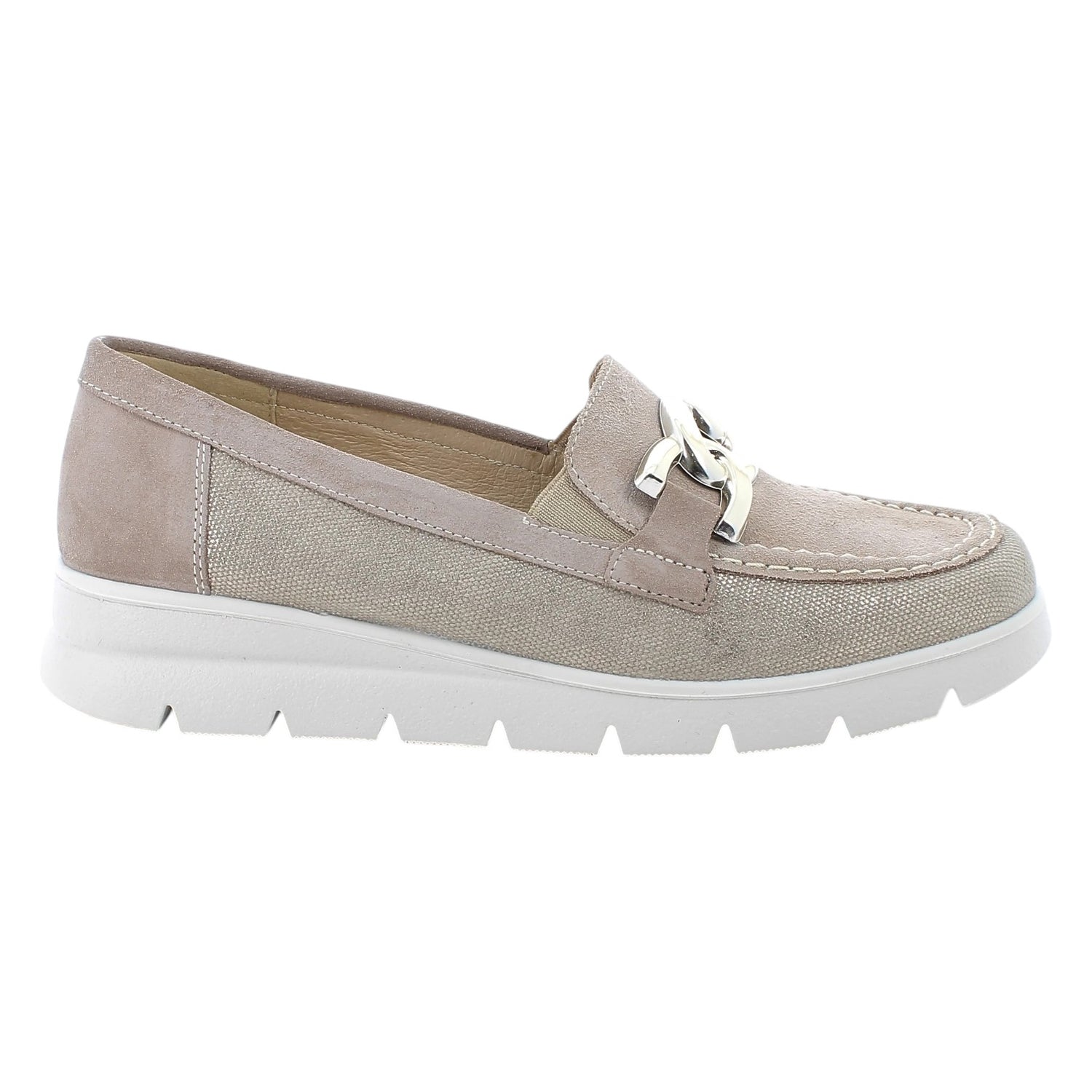 Enval Soft Mocassino Donna in Camoscio e Tessuto Beige