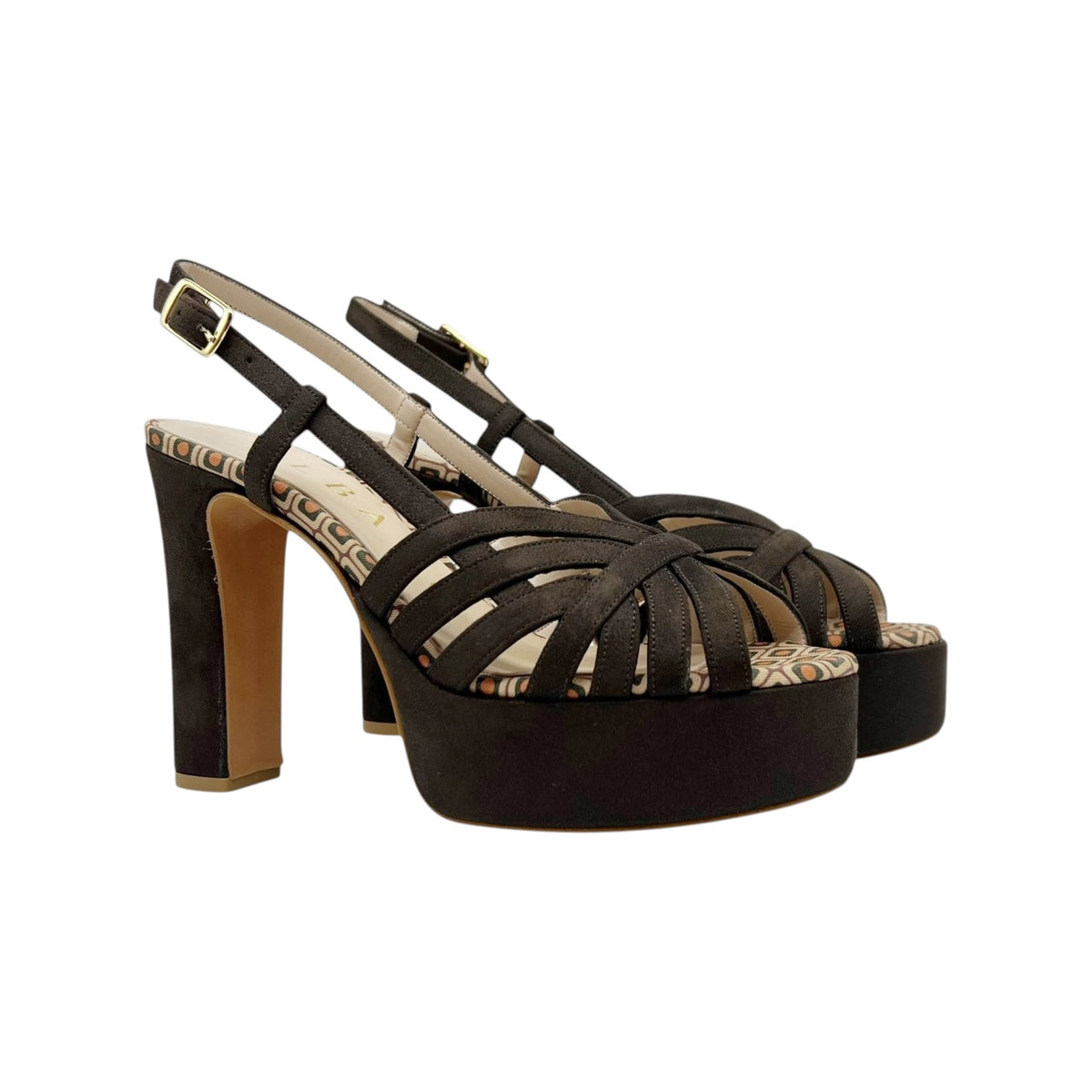 Albano Sandalo Donna Moro con Plateau e Tacco Largo Alto 110mm