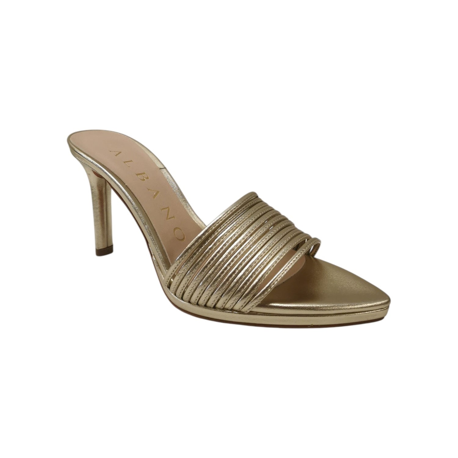 Albano Scalzato Donna in Ecopelle Platino con Tacco a Stiletto Alto 90mm