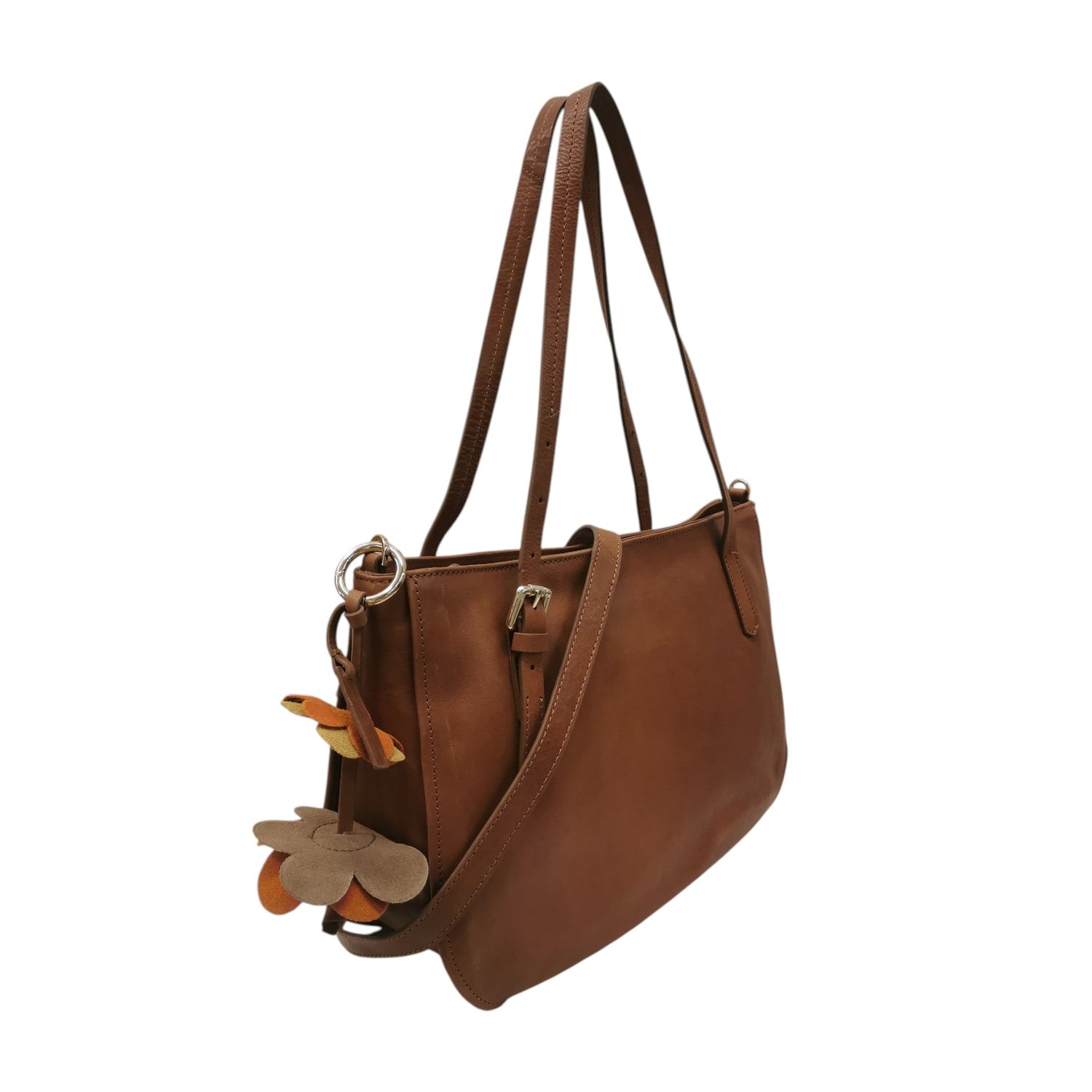 Gianni Conti Shopping Bag Donna in Pelle Cuoio con Tracolla