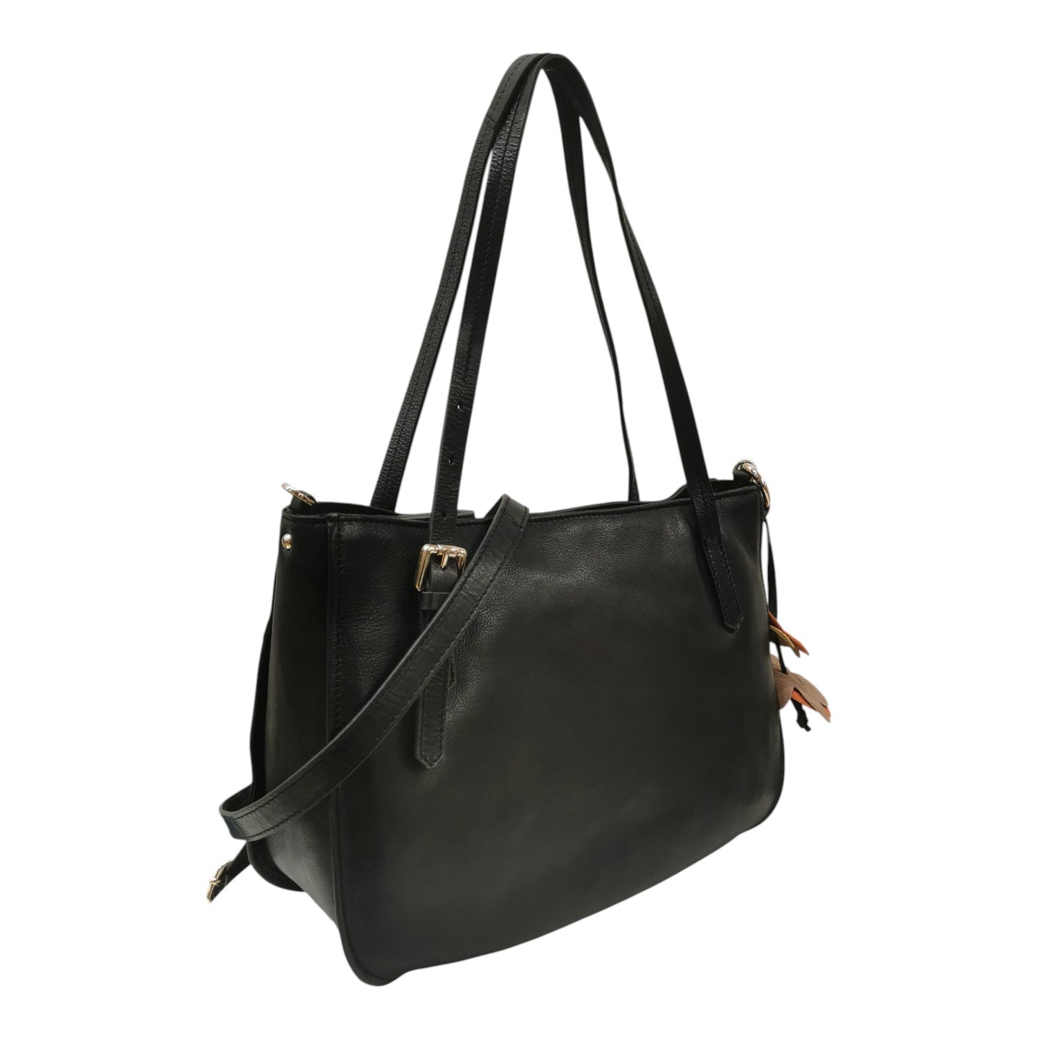 Gianni Conti Shopping Bag Donna in Pelle Nera con Tracolla