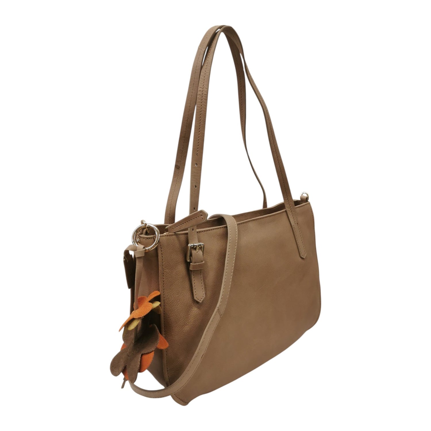 Gianni Conti Shopping Bag Donna in Pelle Sabbia con Tracolla