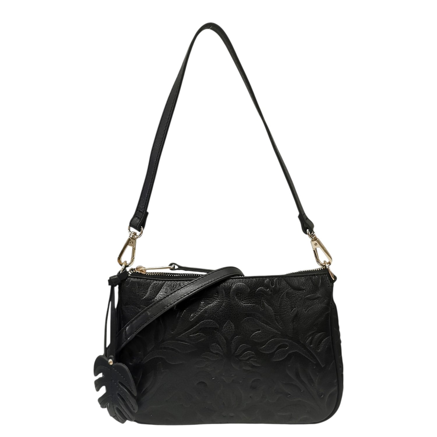 Gianni Conti Borsa a Tracolla Donna Nina Nera Floreale