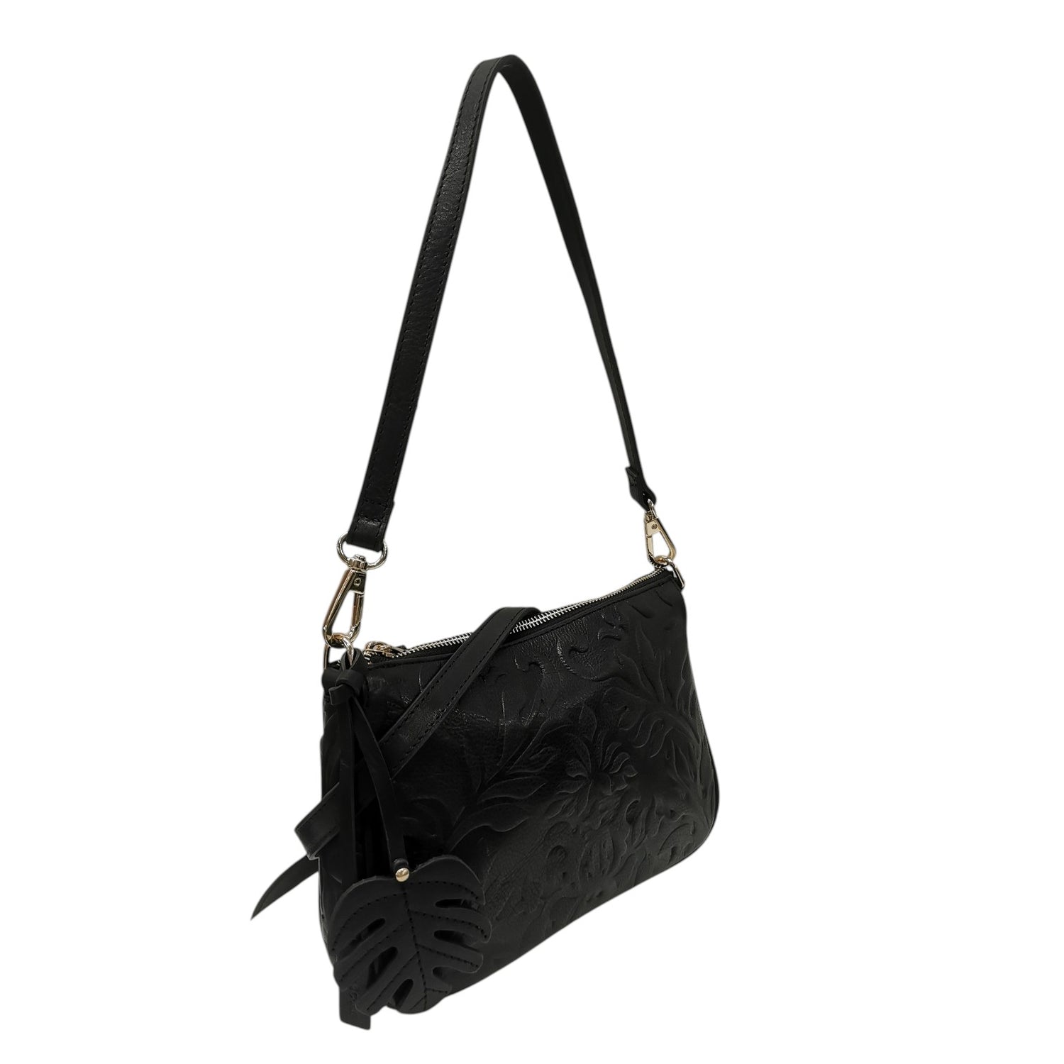 Gianni Conti Borsa a Tracolla Donna Nina Nera Floreale