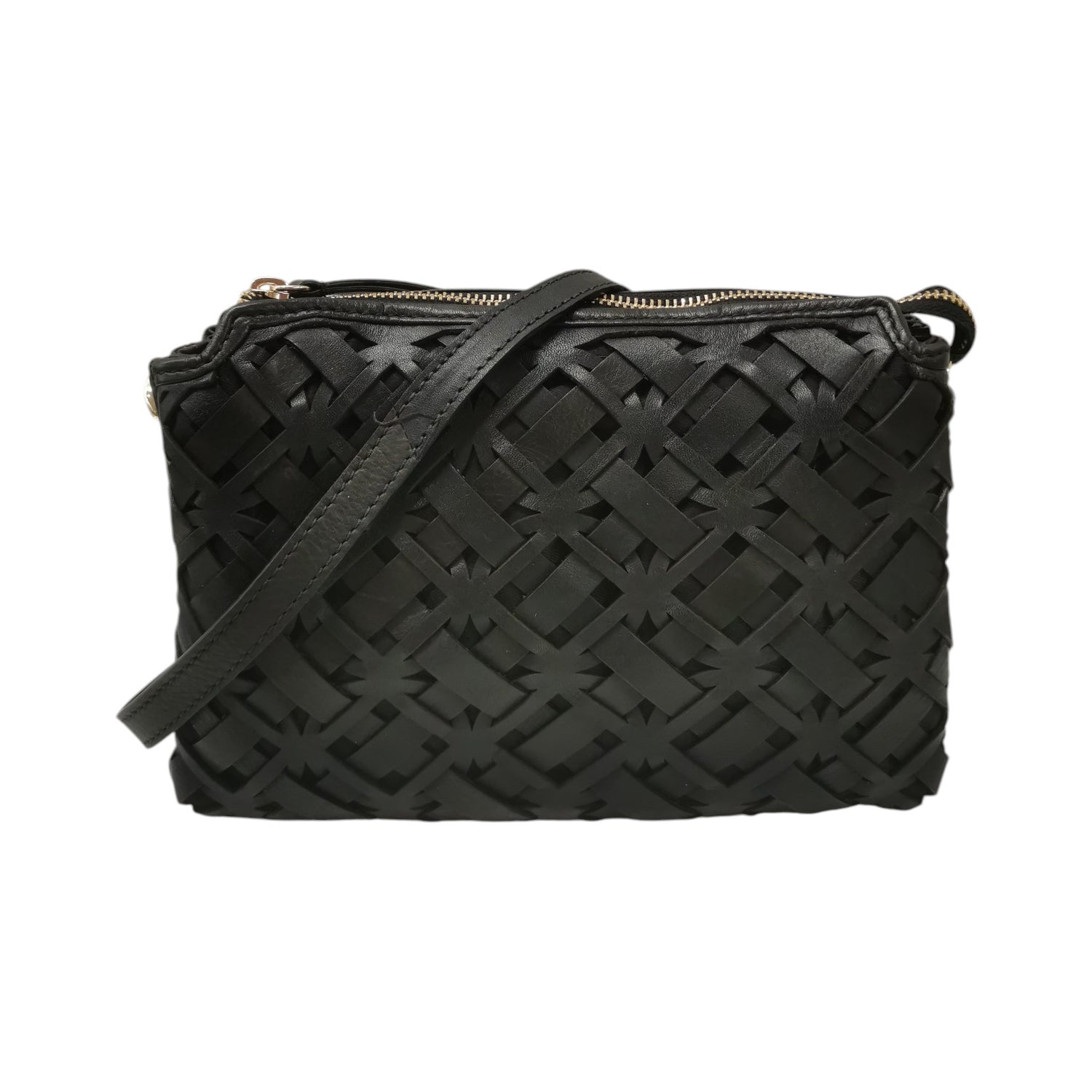 Gianni Conti Borsa a Tracolla Donna in Pelle Nera con Tre Scomparti