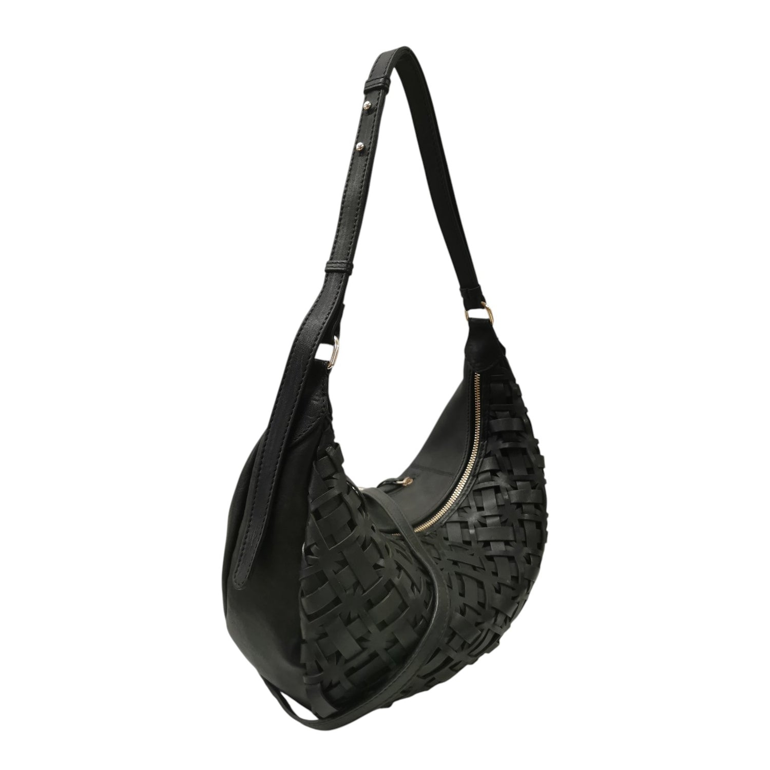 Gianni Conti Borsa a Spalla Donna in Pelle Nera con Manico Regolabile e Tracolla