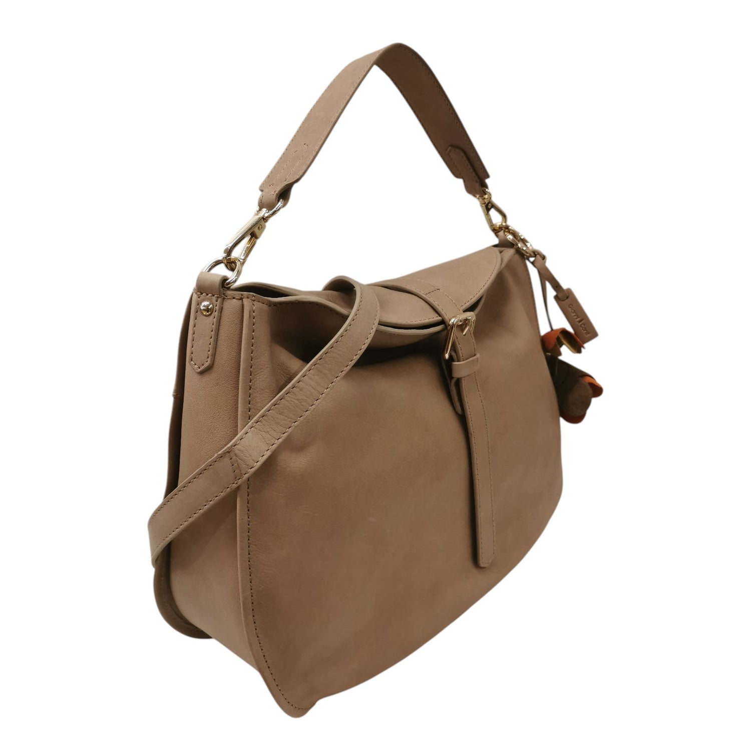 Gianni Conti Borsa a Spalla Grande Donna in Pelle Sabbia con Accessorio