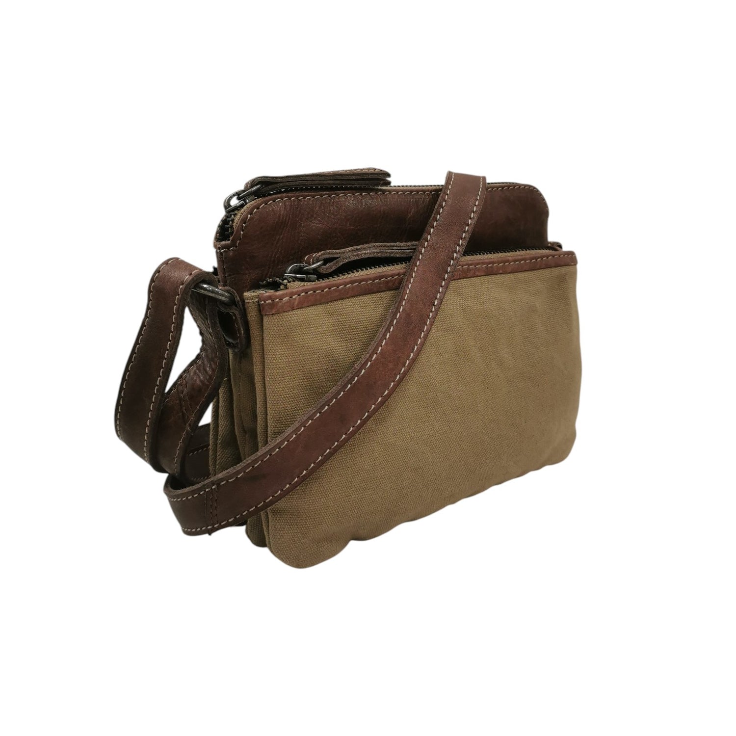 Gianni Conti Borsa a Tracolla Donna in Tessuto e Pelle Tortora