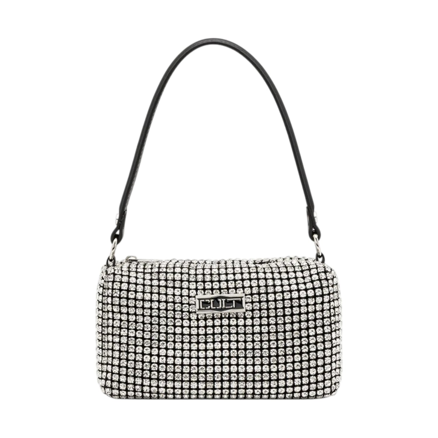 Cult Mini Borsa a Mano Donna Glam con Strass Argento