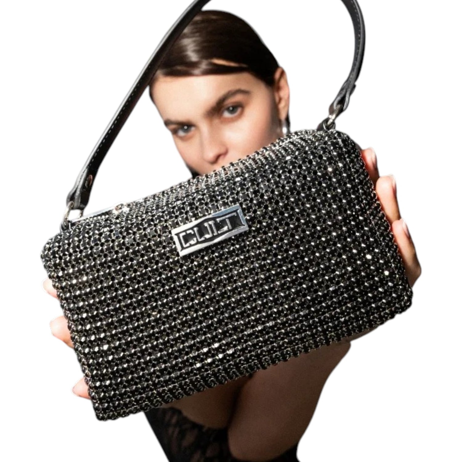 Cult Mini Borsa a Mano Donna Glam con Strass Nera
