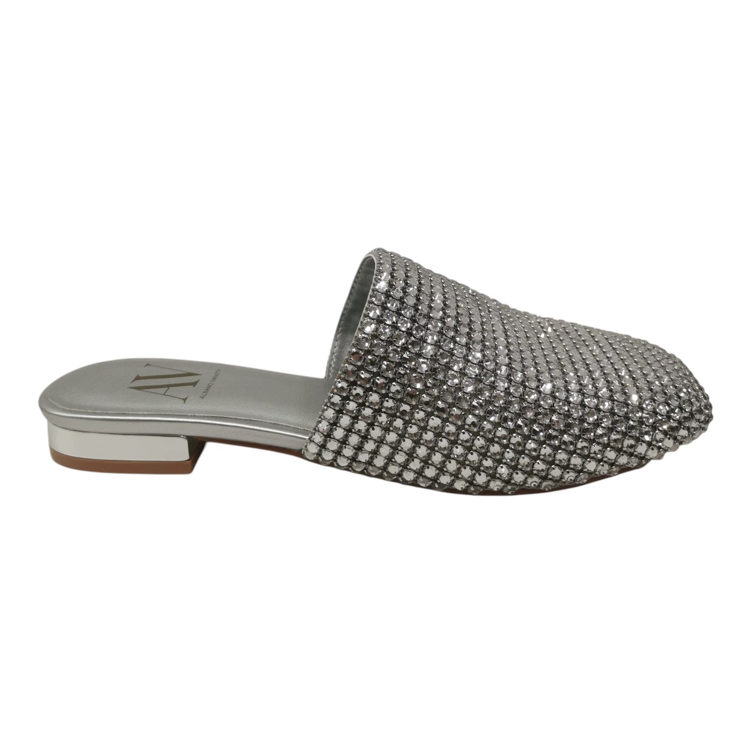 Albano Vanity Sabot Donna con Strass Argento e Tacco Alto 20mm
