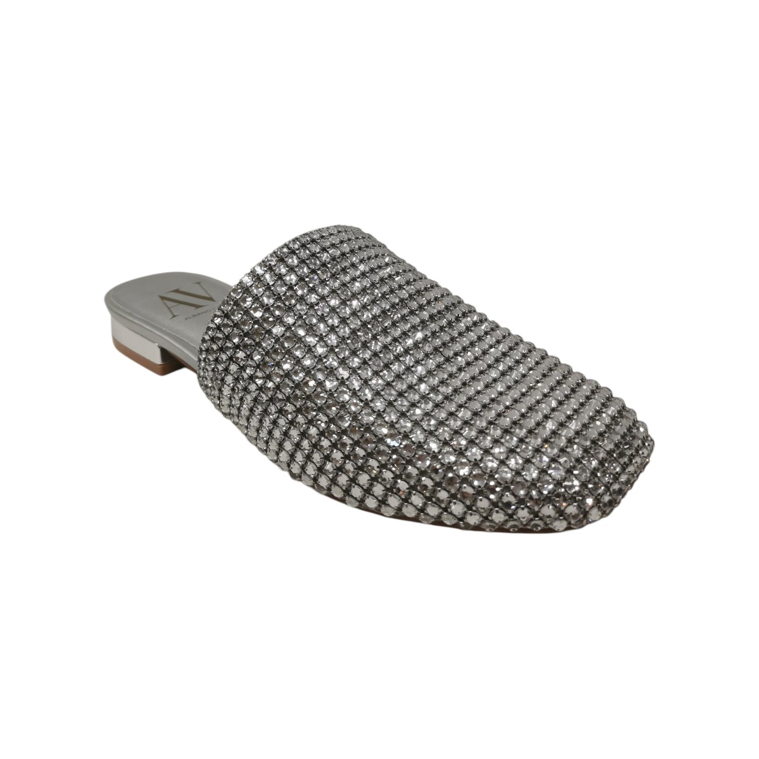 Albano Vanity Sabot Donna con Strass Argento e Tacco Alto 20mm