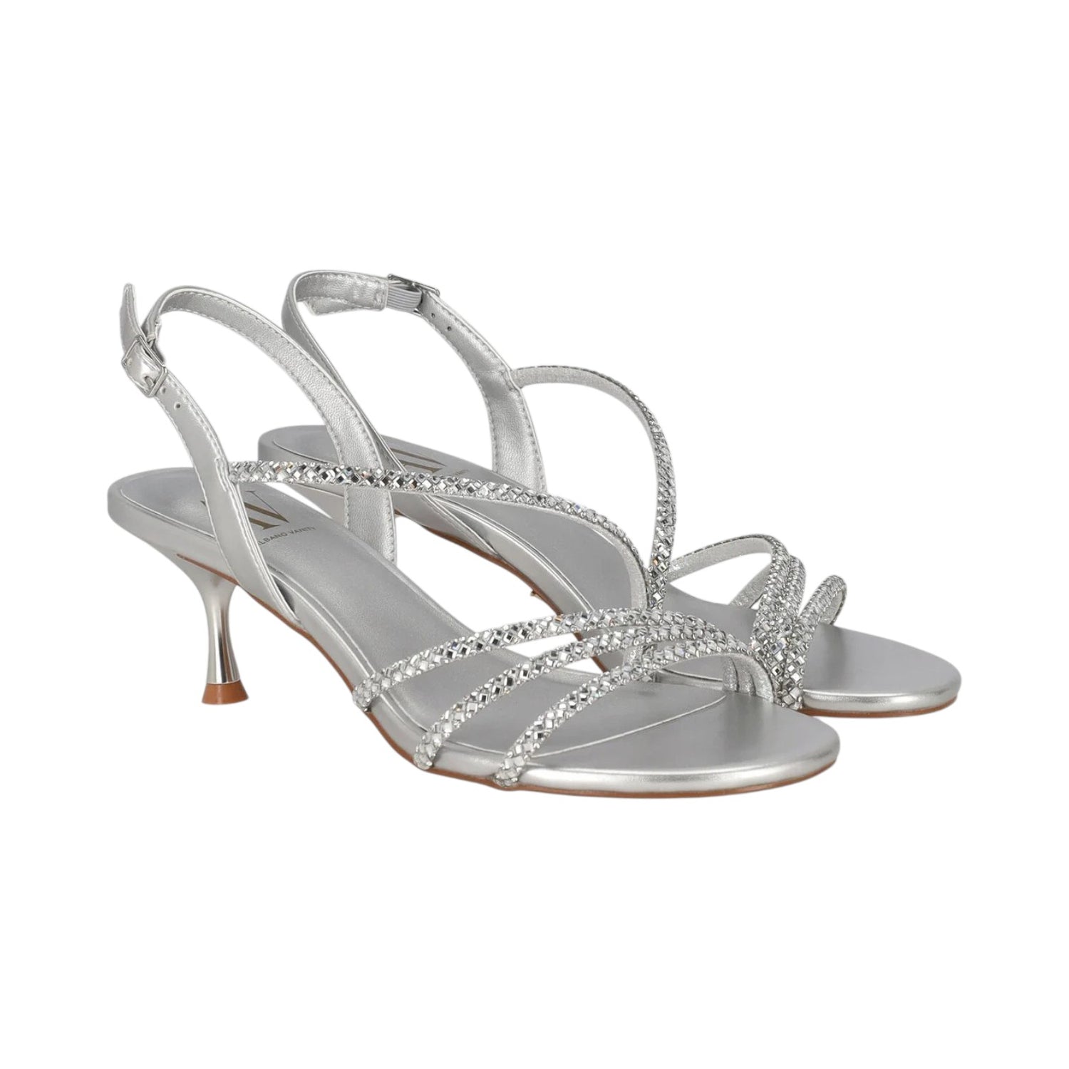 Albano Vanity Sandalo Donna Argento con Strass e Tacco Alto 70mm