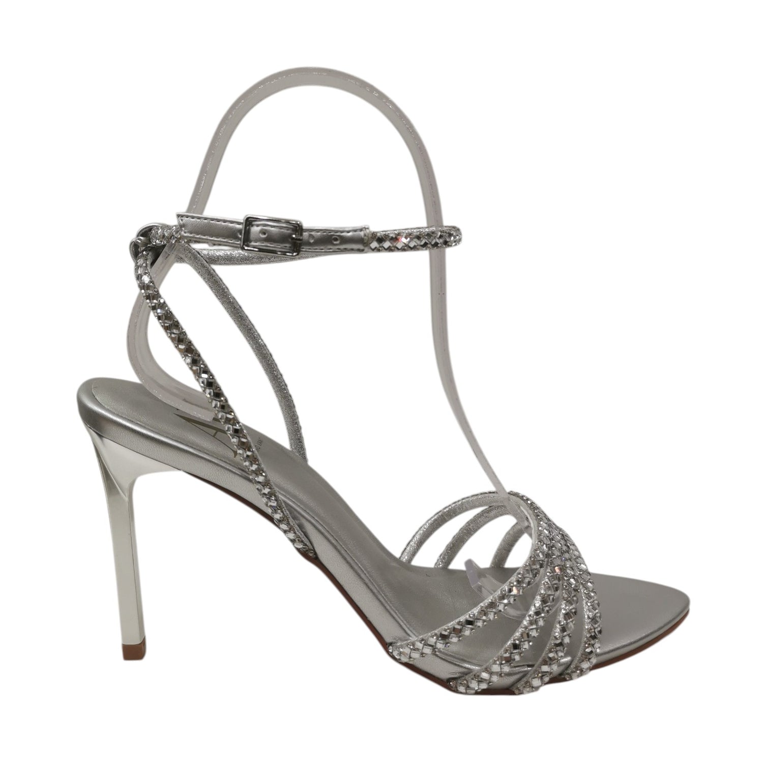 Albano Vanity Sandalo Argento con Tacco a Stiletto Alto 100mm