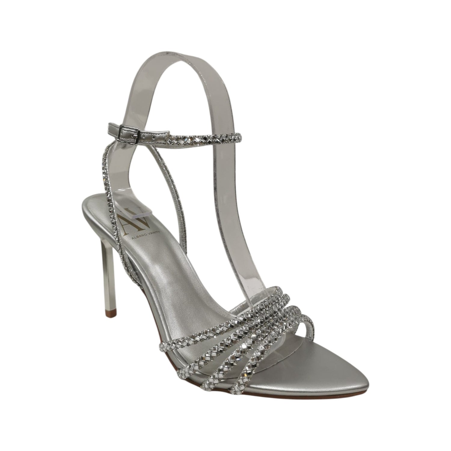 Albano Vanity Sandalo Argento con Tacco a Stiletto Alto 100mm