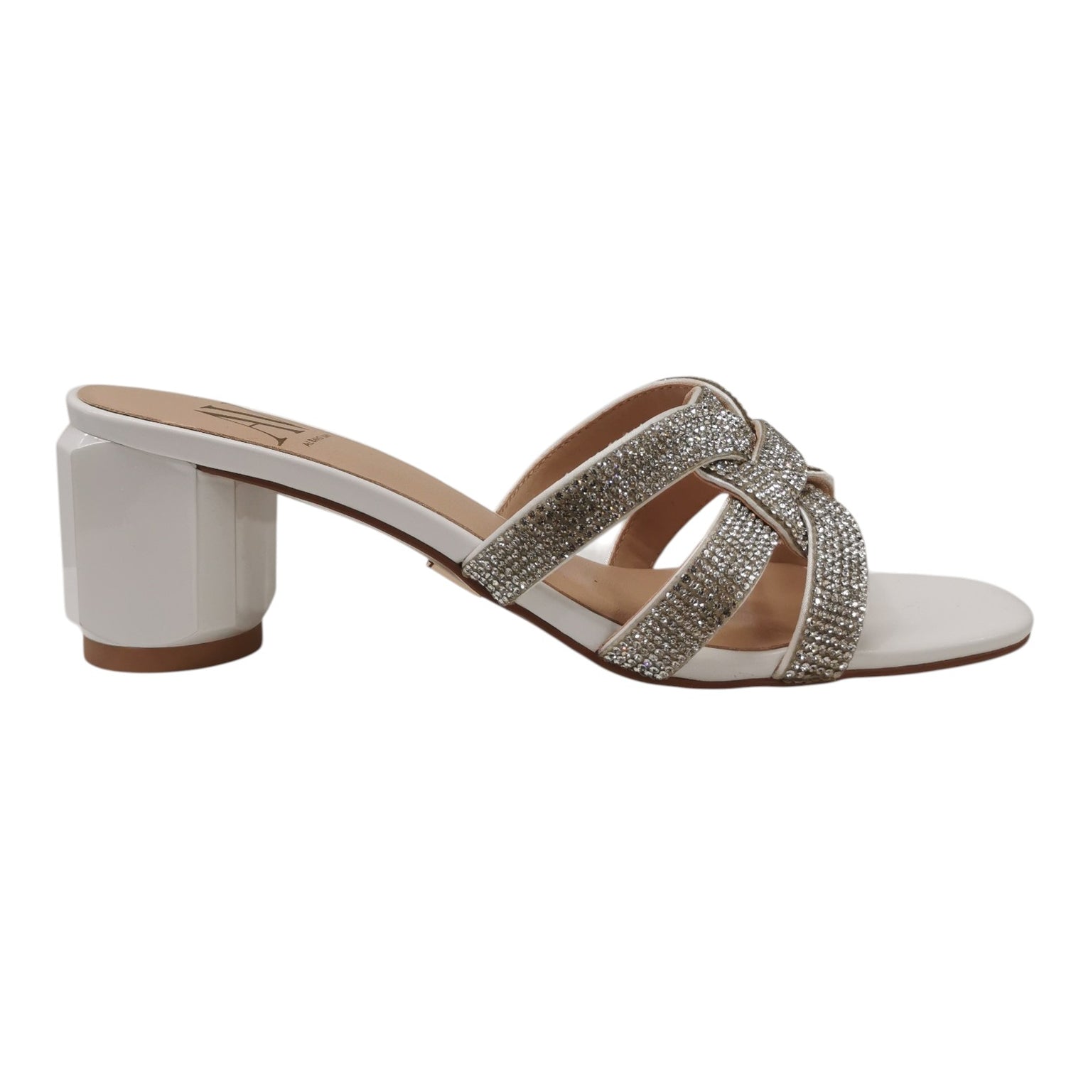 Albano Vanity Scalzato Donna Bianco con Strass e Tacco largo Alto 65mm