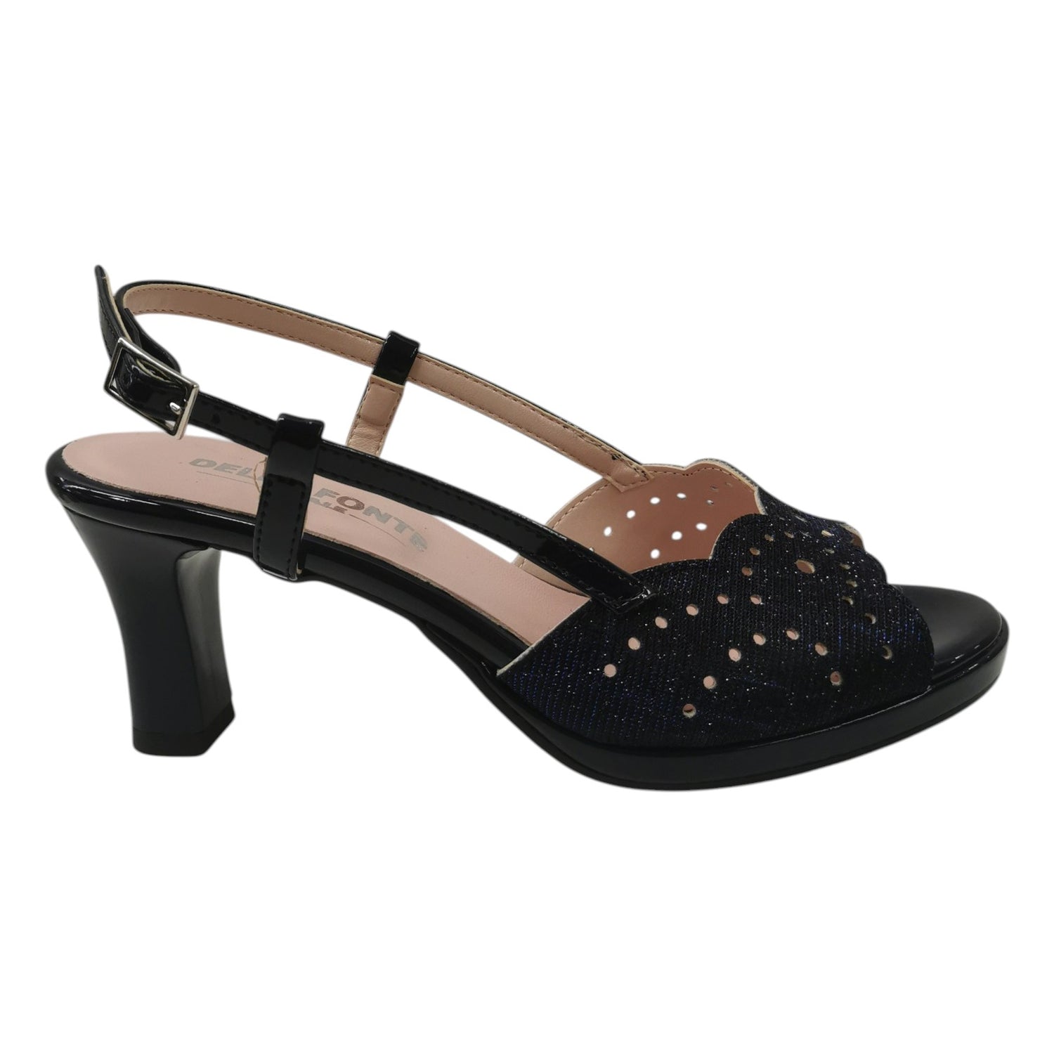 Della Fonte Sandalo Donna Blu con Plateau e Tacco Alto 80mm