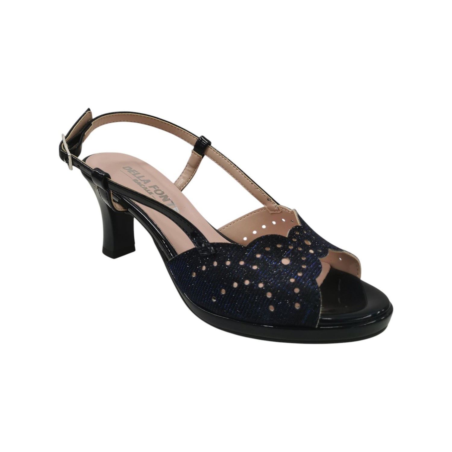 Della Fonte Sandalo Donna Blu con Plateau e Tacco Alto 80mm