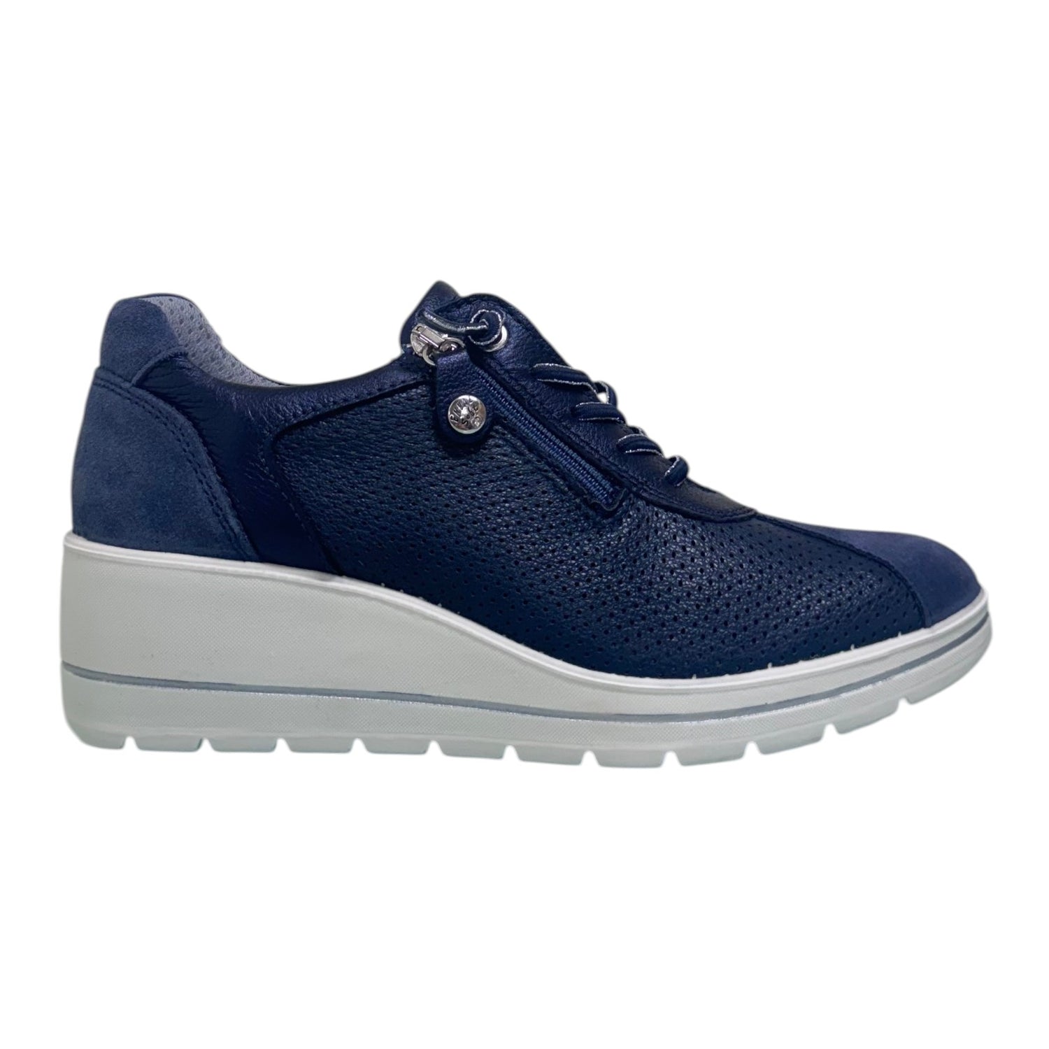 Enval Soft Slip On Donna Blu con Zip e Zeppa Alta 50mm