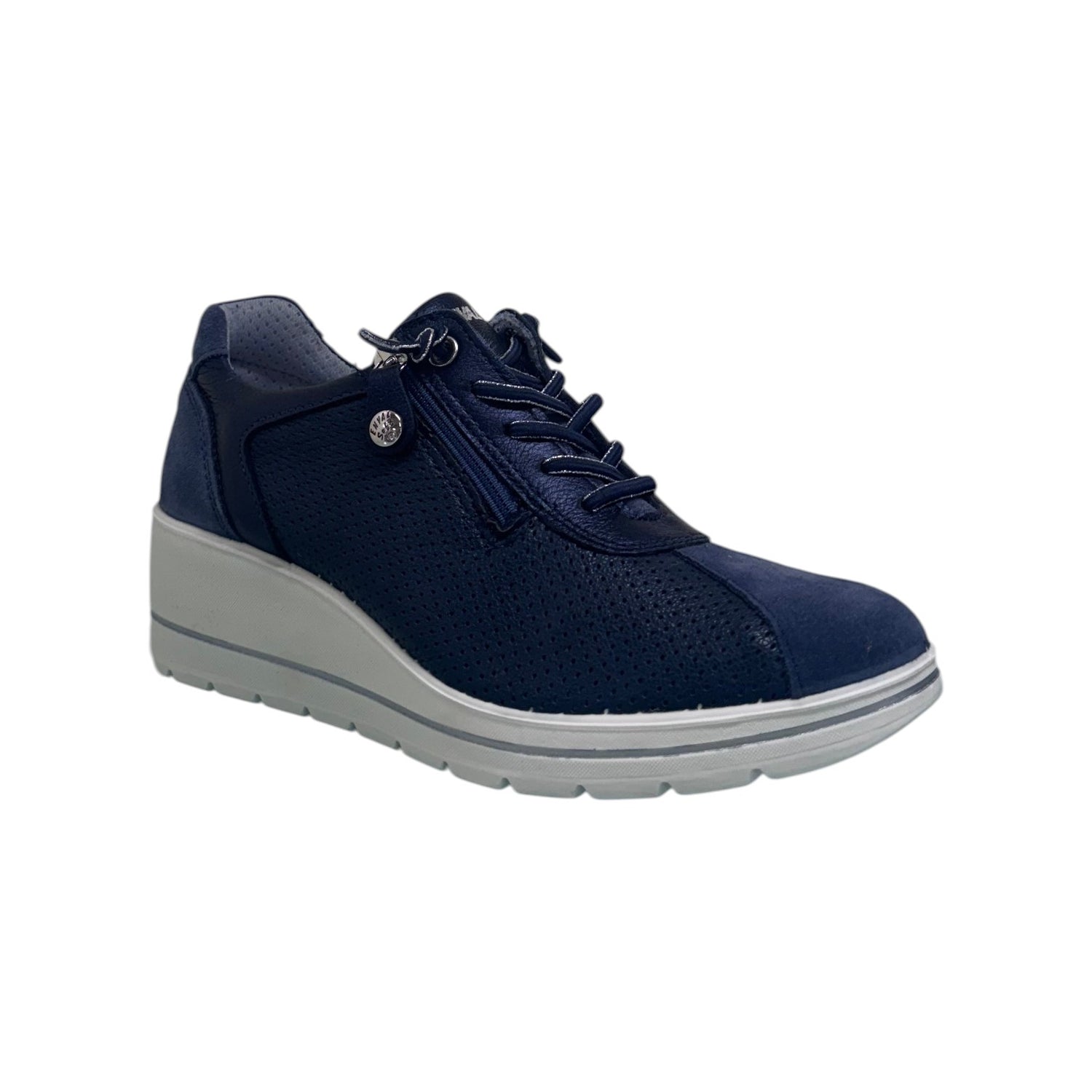 Enval Soft Slip On Donna Blu con Zip e Zeppa Alta 50mm