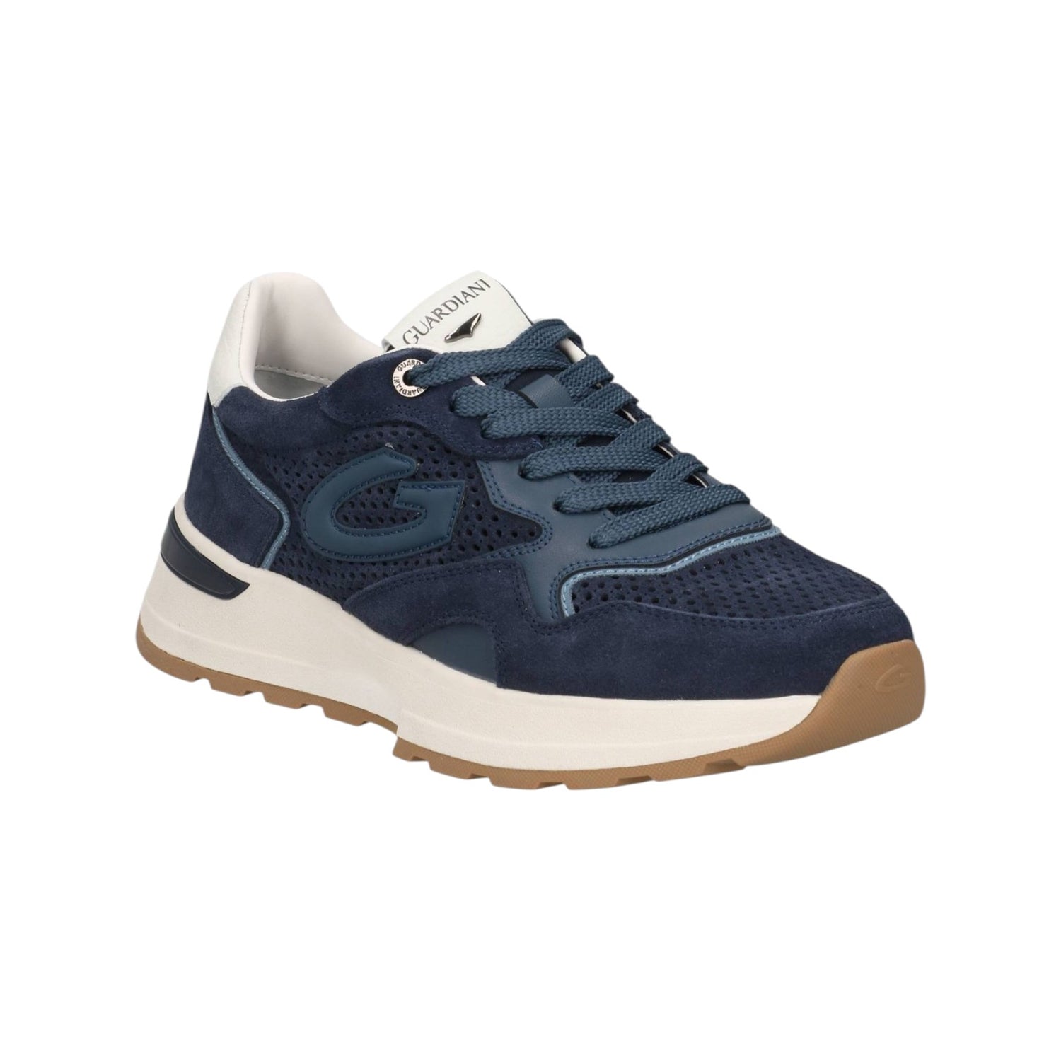 Guardiani Sneakers Uomo in Camoscio Blu Traforato