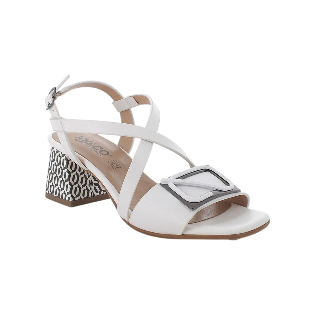 Igi&Co Sandalo Donna Bianco con Tacco Largo Alto 65mm