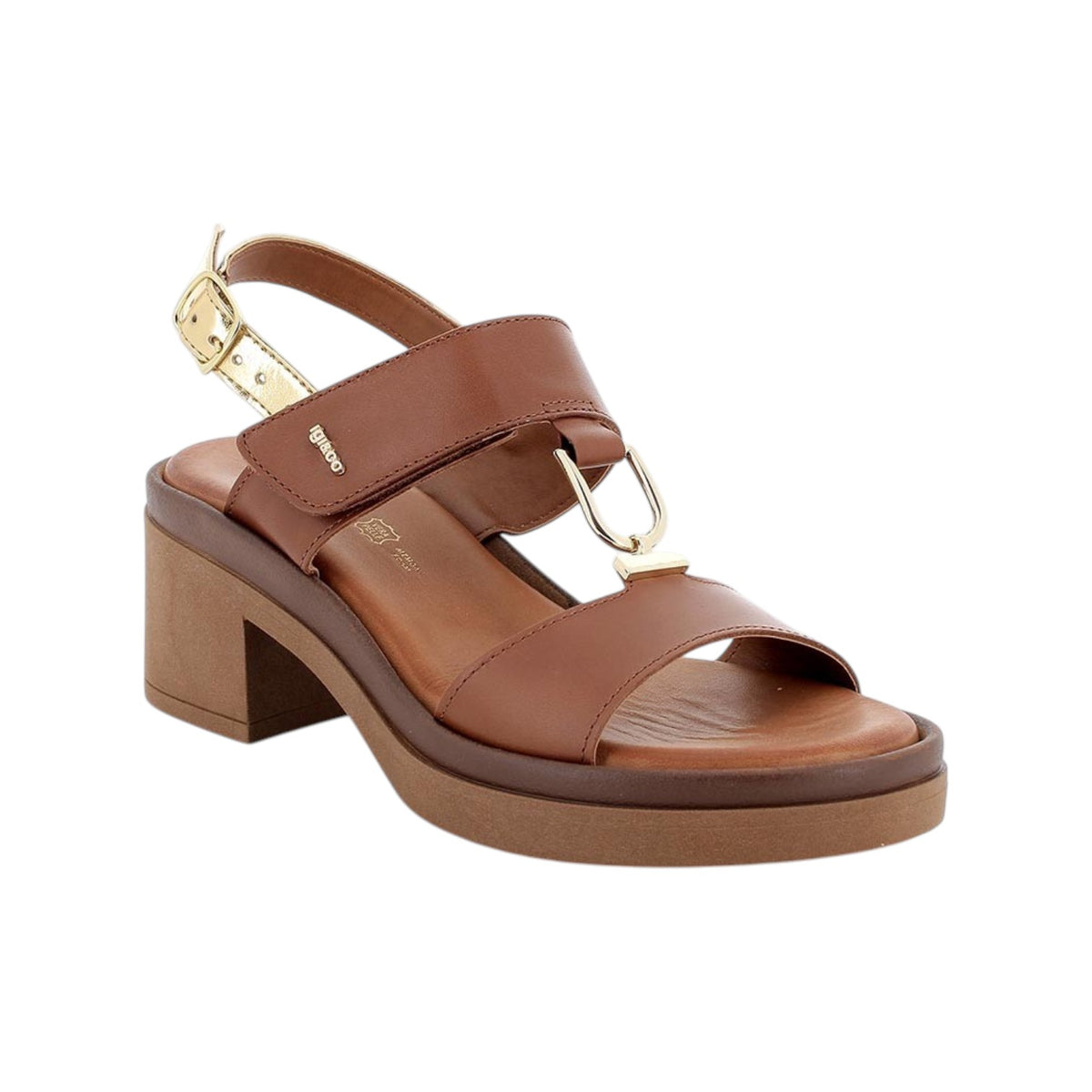 Igi&Co Sandalo Donna in Cuoio Oro con Tacco Alto 70mm