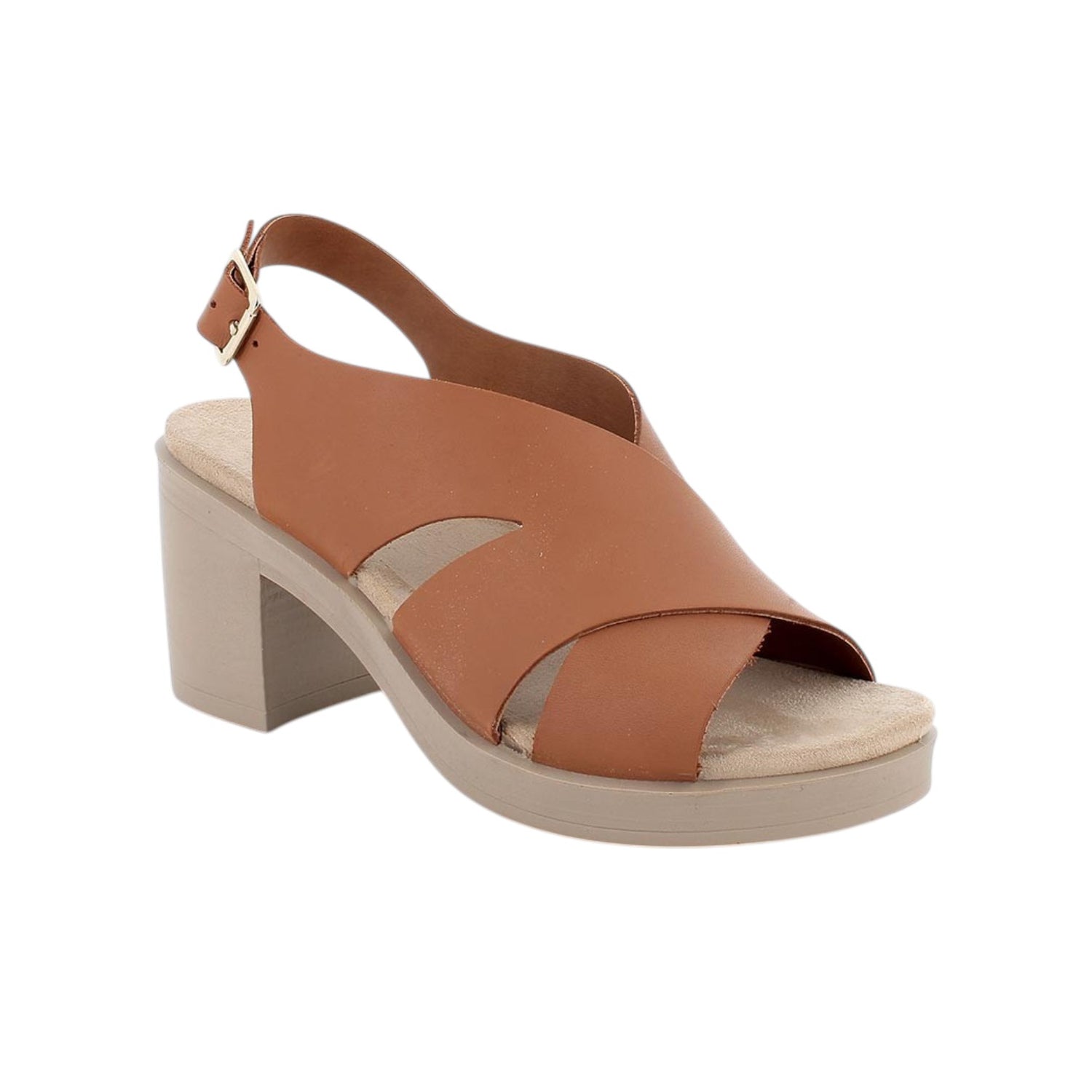 Igi&Co Sandalo Donna Cuoio con Fasce Incrociate e Tacco Largo Alto 80mm