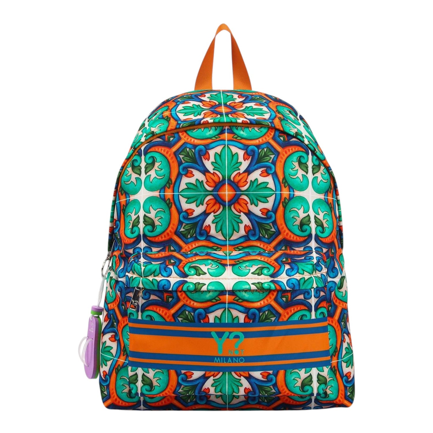 Ynot? Zaino Donna in Tessuto Arancione con Stampa Geometrica