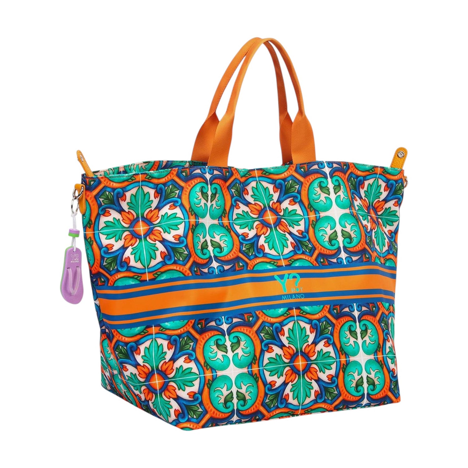 Ynot? Borsa Mare a Spalla Donna in Tessuto Arancione con Tracolla