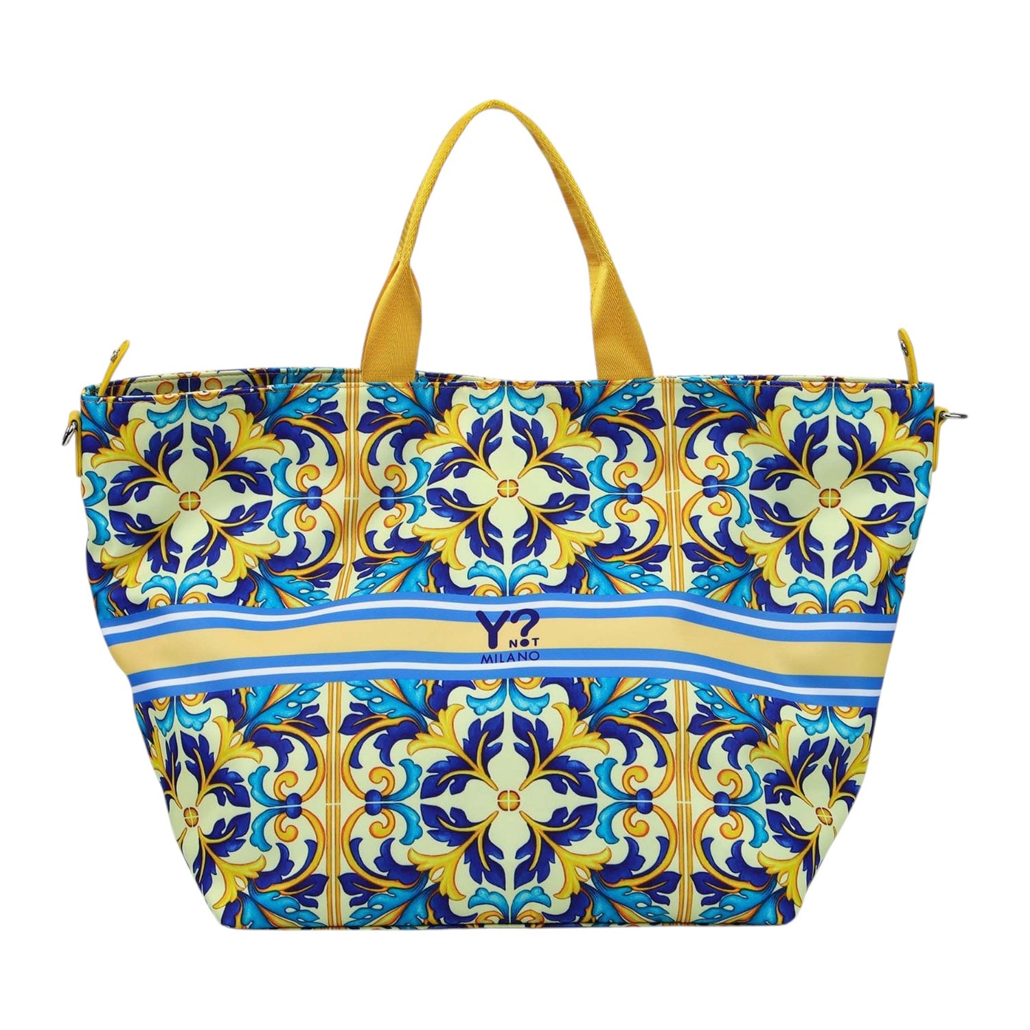 Ynot? Borsa Mare a Spalla Donna in Tessuto Giallo con Tracolla