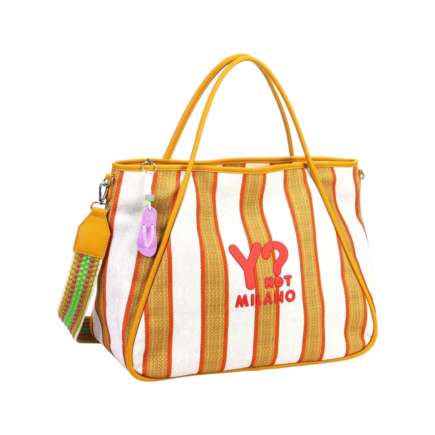 Ynot? Borsa a Mano Donna in Tessuto a Righe Sole con Tracolla in Tessuto