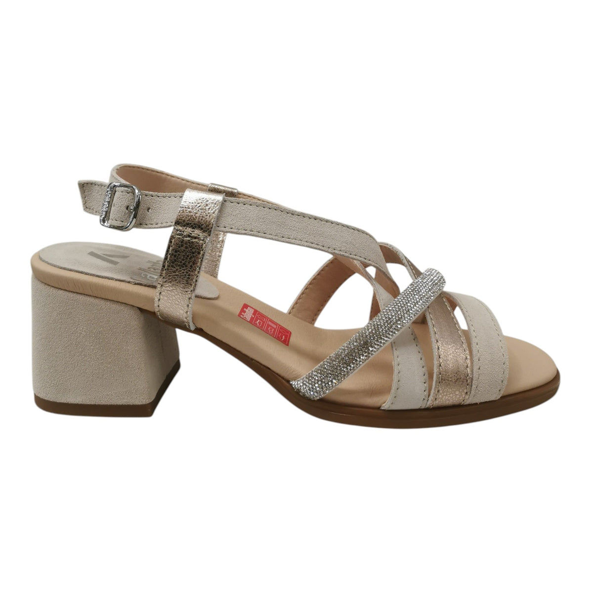 Callaghan Sandalo Donna Avorio Oro con Tacco Largo Alto 65mm