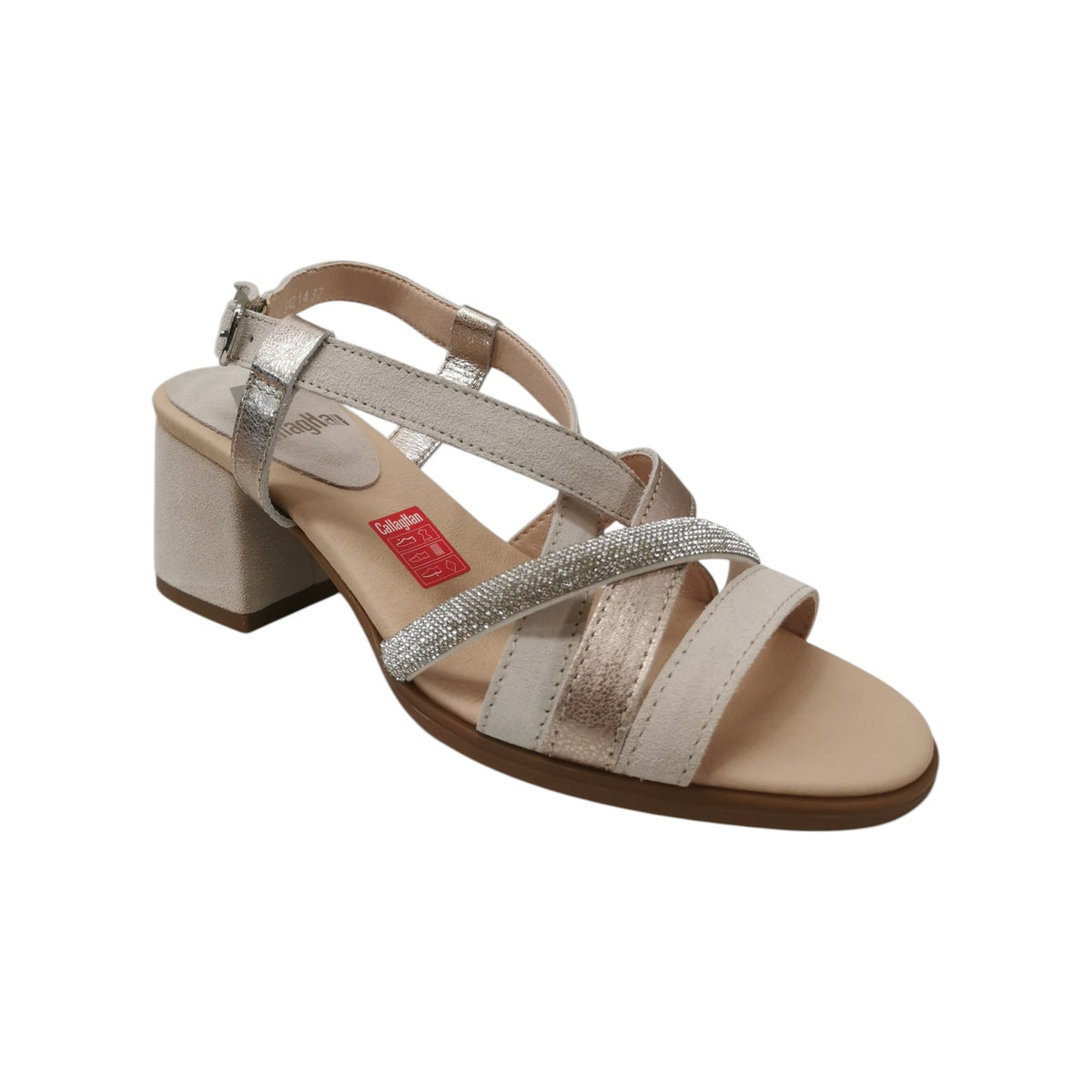 Callaghan Sandalo Donna Avorio Oro con Tacco Largo Alto 65mm