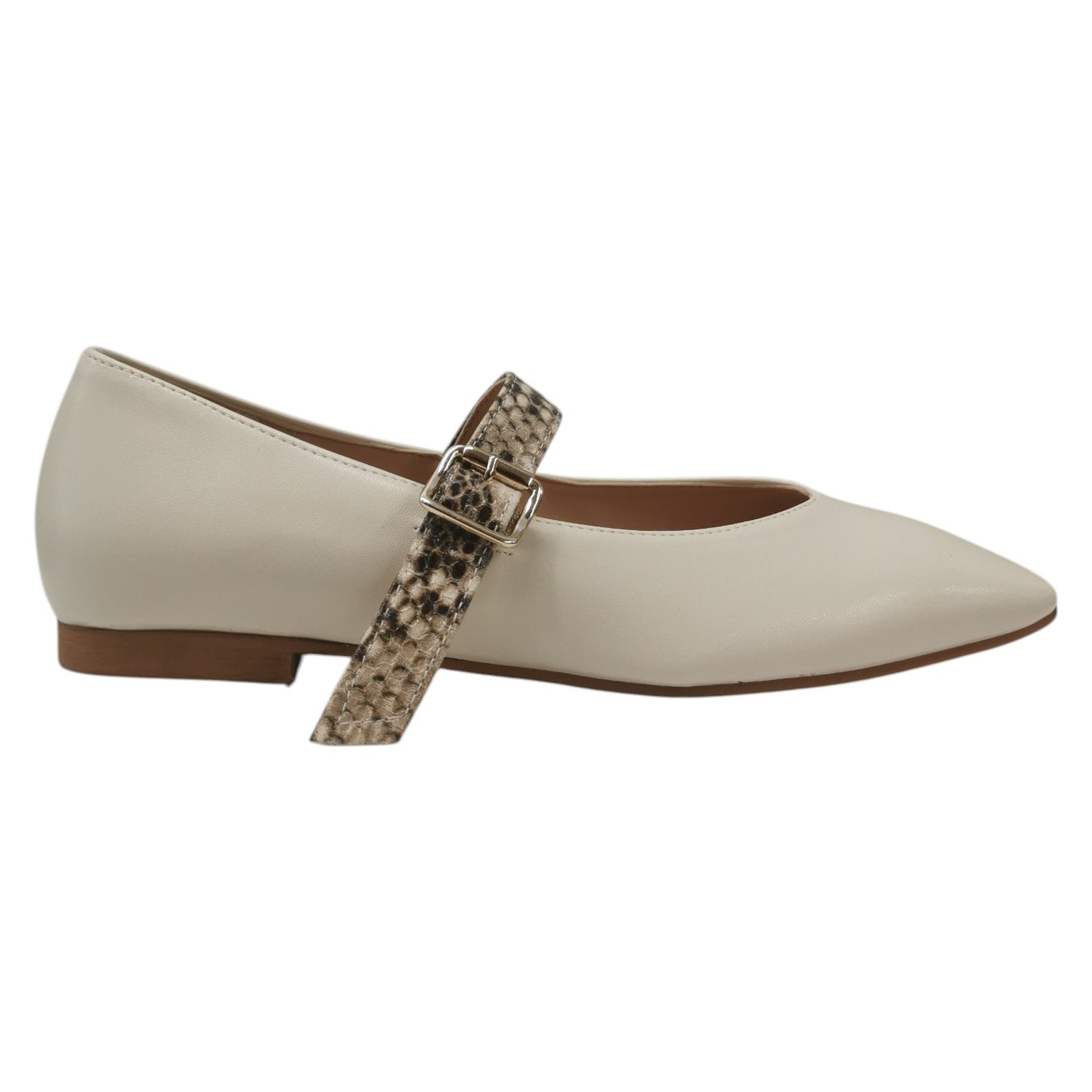 Scarpeborseonline Ballerina Donna Bassa Burro con Cinturino