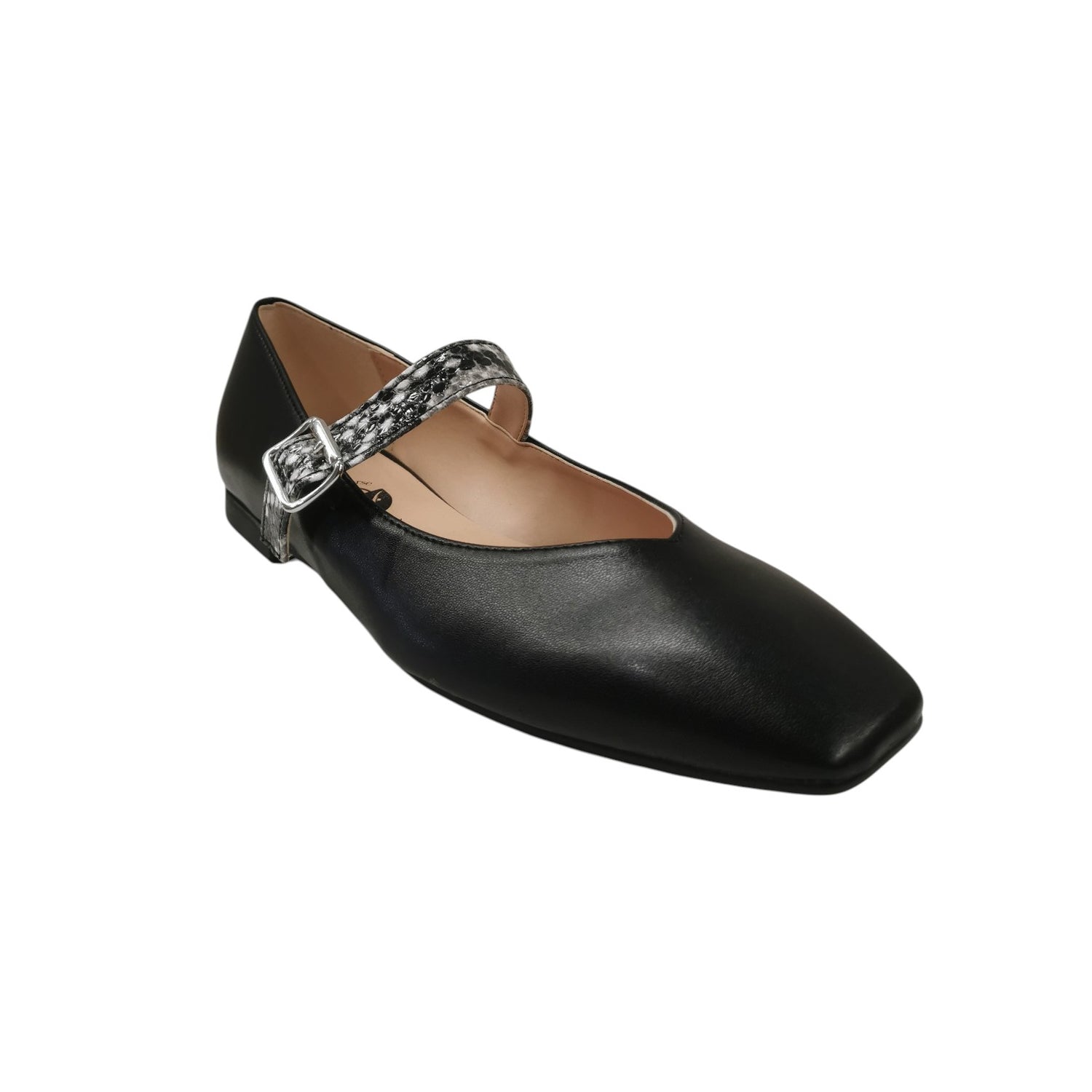 Scarpeborseonline Ballerina Donna Bassa Nera con Cinturino