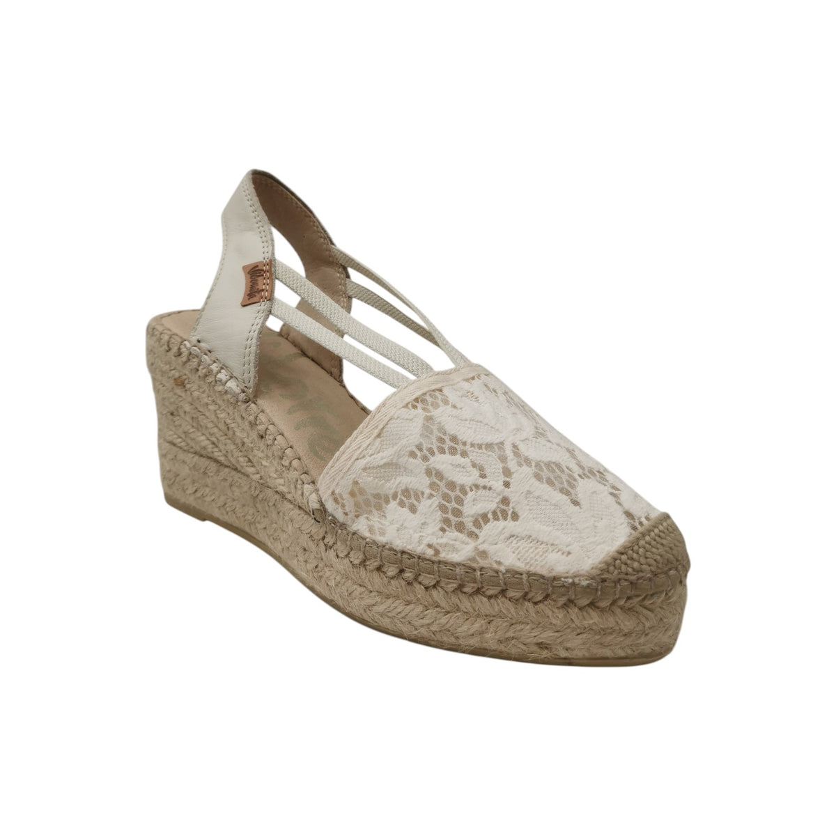 Vidorreta Espadrillas Donna Bianca con Ricamo e Zeppa