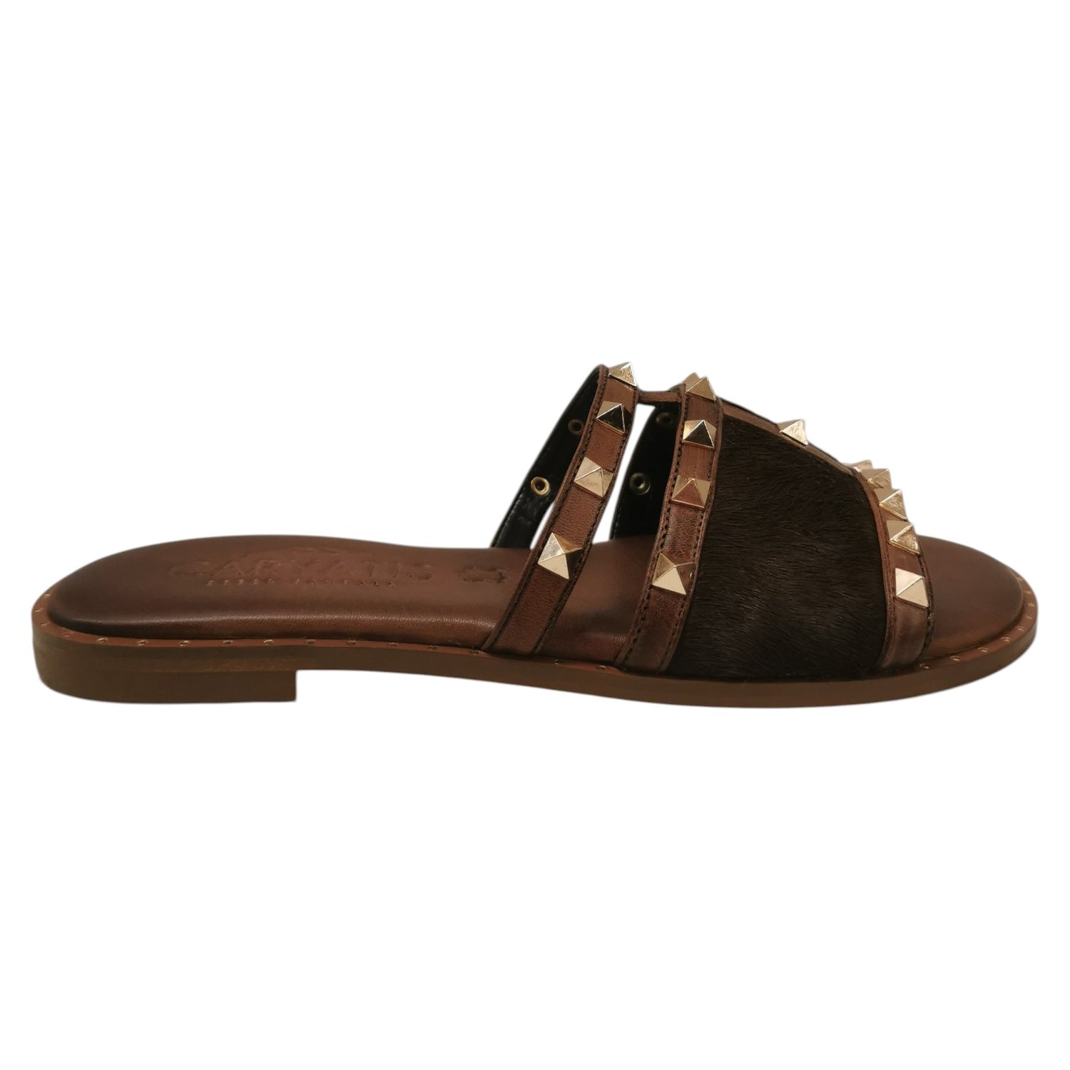 Caryatis Ciabatta Donna in Pelle e Cavallino Marrone