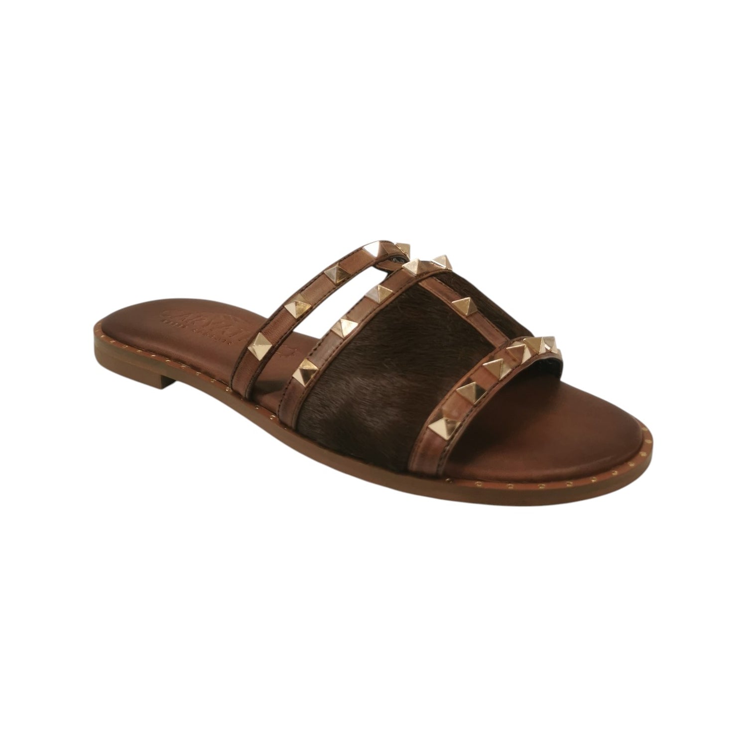 Caryatis Ciabatta Donna in Pelle e Cavallino Marrone