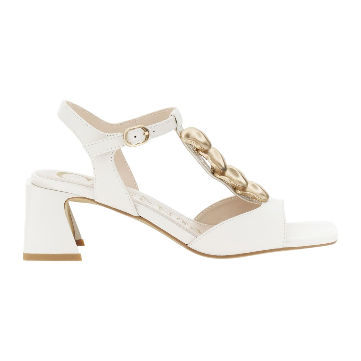 CafèNoir Sandalo Donna Gilda Avorio con Accessorio e Tacco Alto 65mm