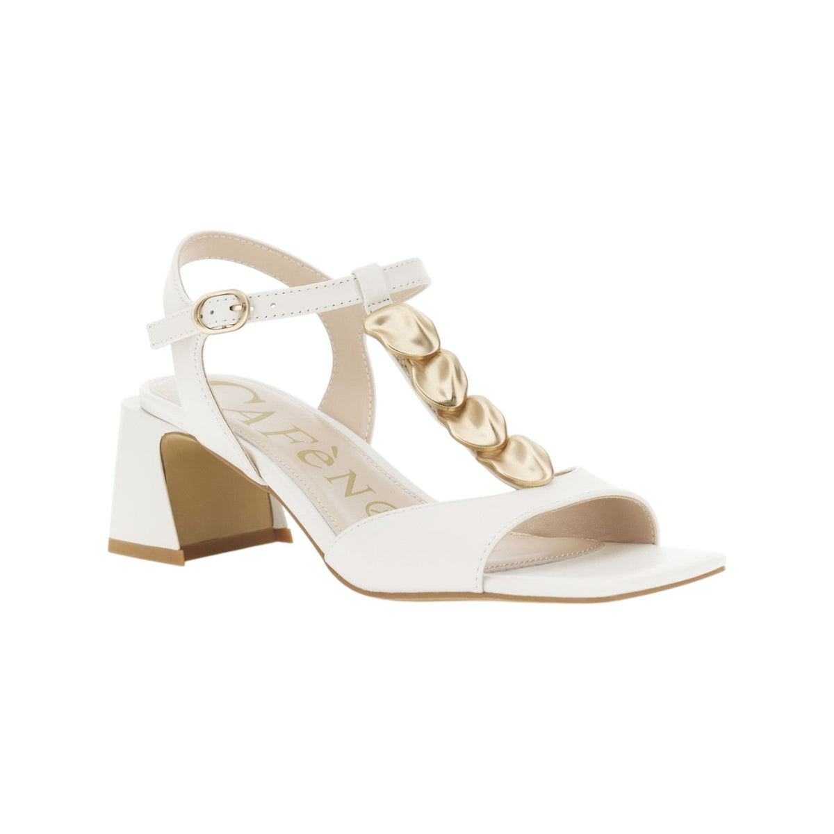 CafèNoir Sandalo Donna Gilda Avorio con Accessorio e Tacco Alto 65mm