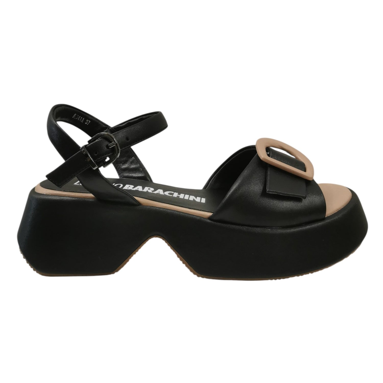Luciano Barachini Sandalo Nero in Pelle con Fibbia