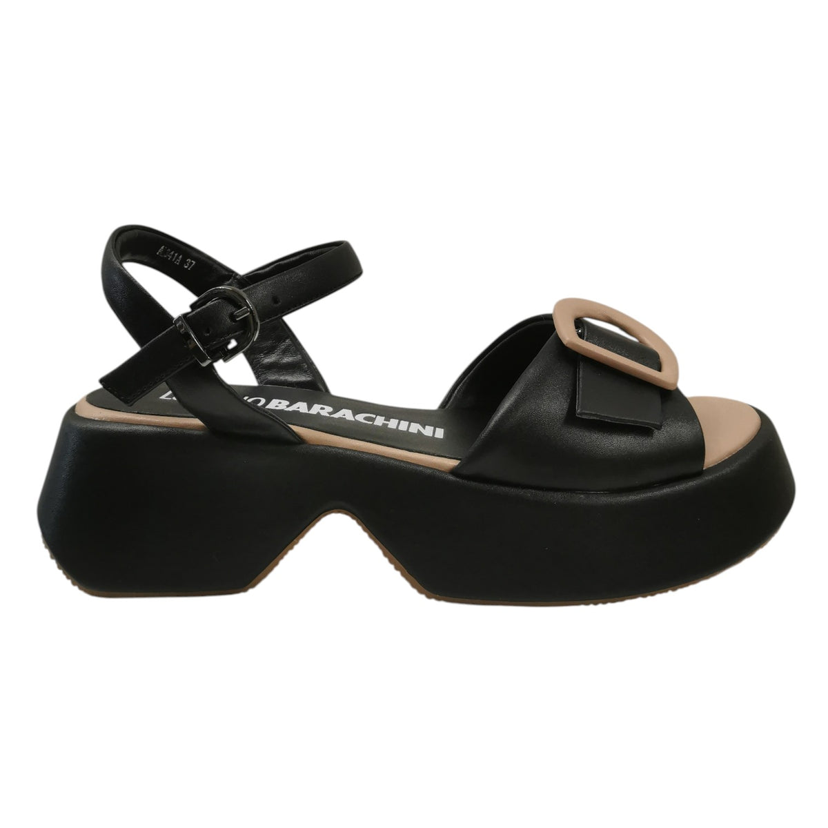 Luciano Barachini Sandalo Nero in Pelle con Fibbia