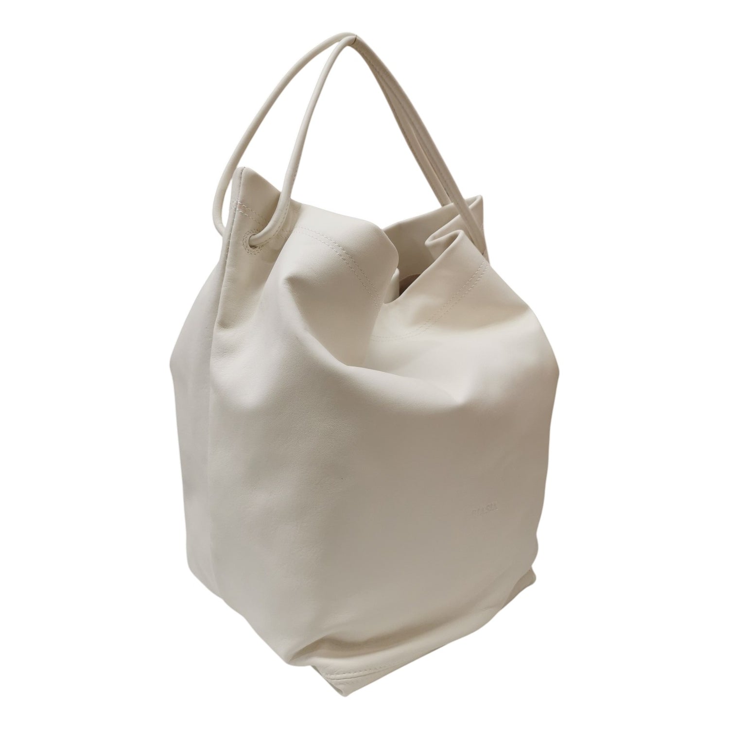 Biasia Borsa a Spalla Sacca Donna in Pelle Bianco Sporco
