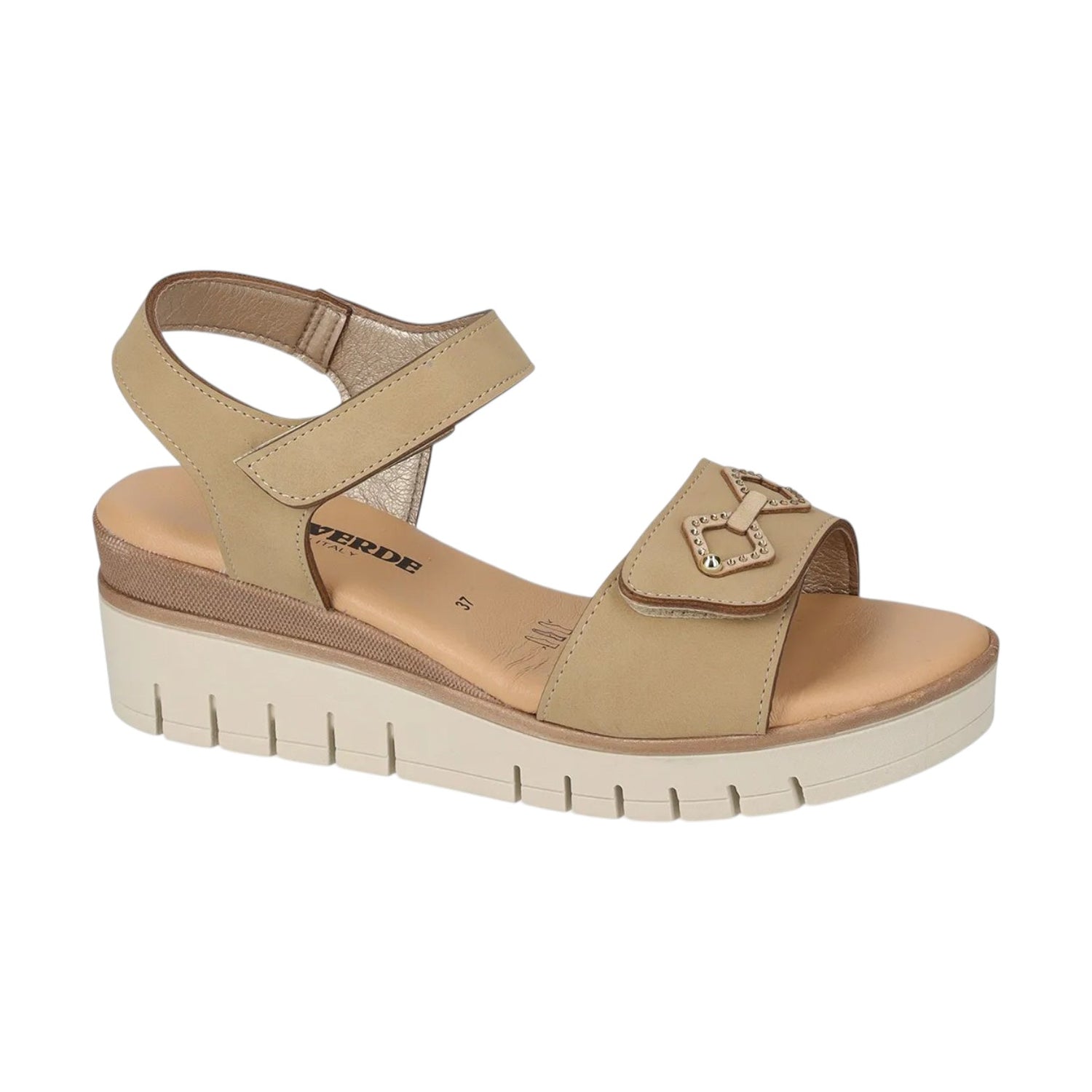 Valleverde Sandalo Donna in Ecopelle Beige con Zeppa Alta 55mm