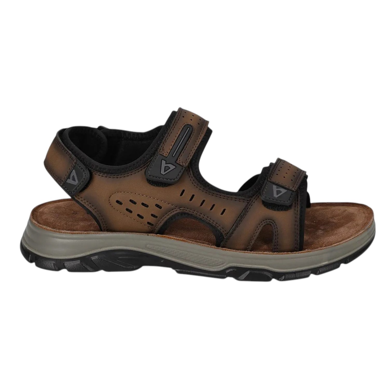 Valleverde Sandalo Uomo in Ecopelle Marrone con Doppio Strappo