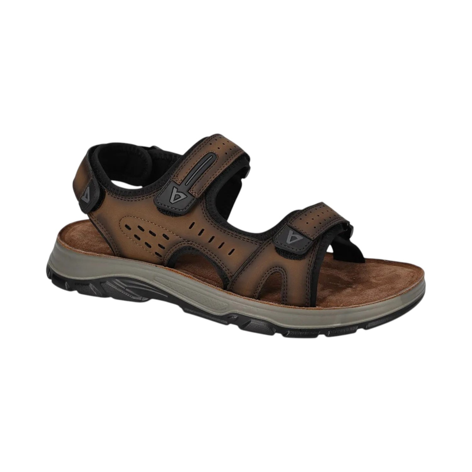 Valleverde Sandalo Uomo in Ecopelle Marrone con Doppio Strappo